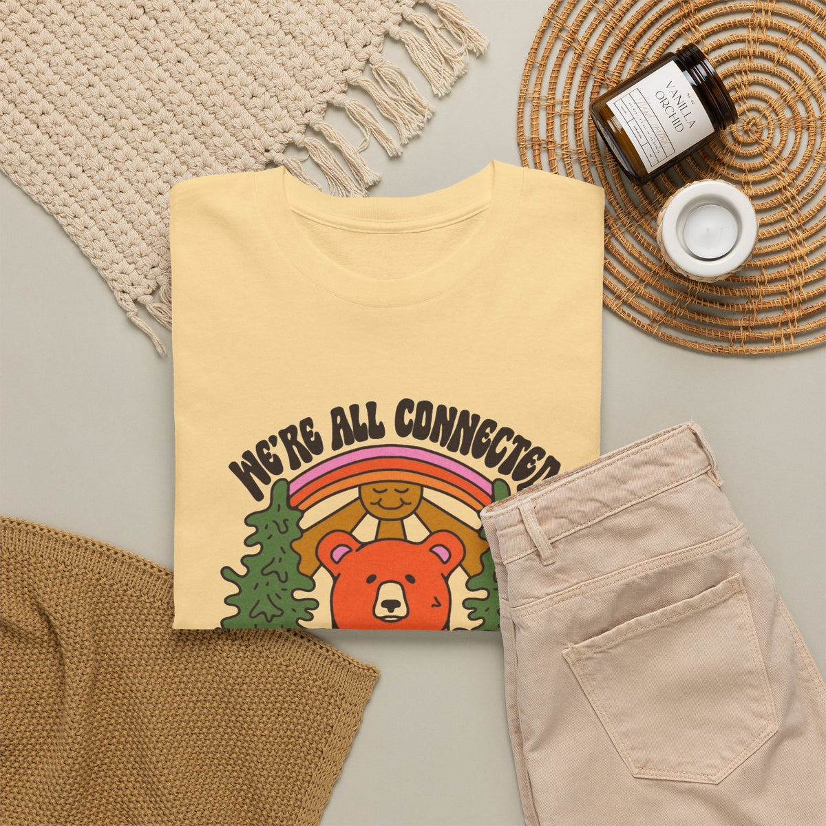 Were All Connected Mother Earth Graphic T Shirt Men's Heavy Cotton Tee