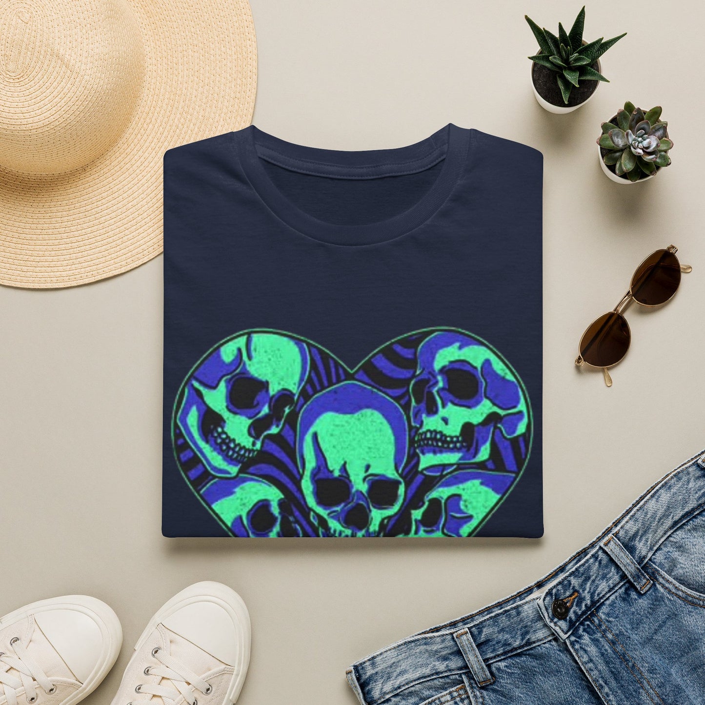 Death Heart Graphic T Shirt Retro Skeleton Unisex Softstyle T-Shirt