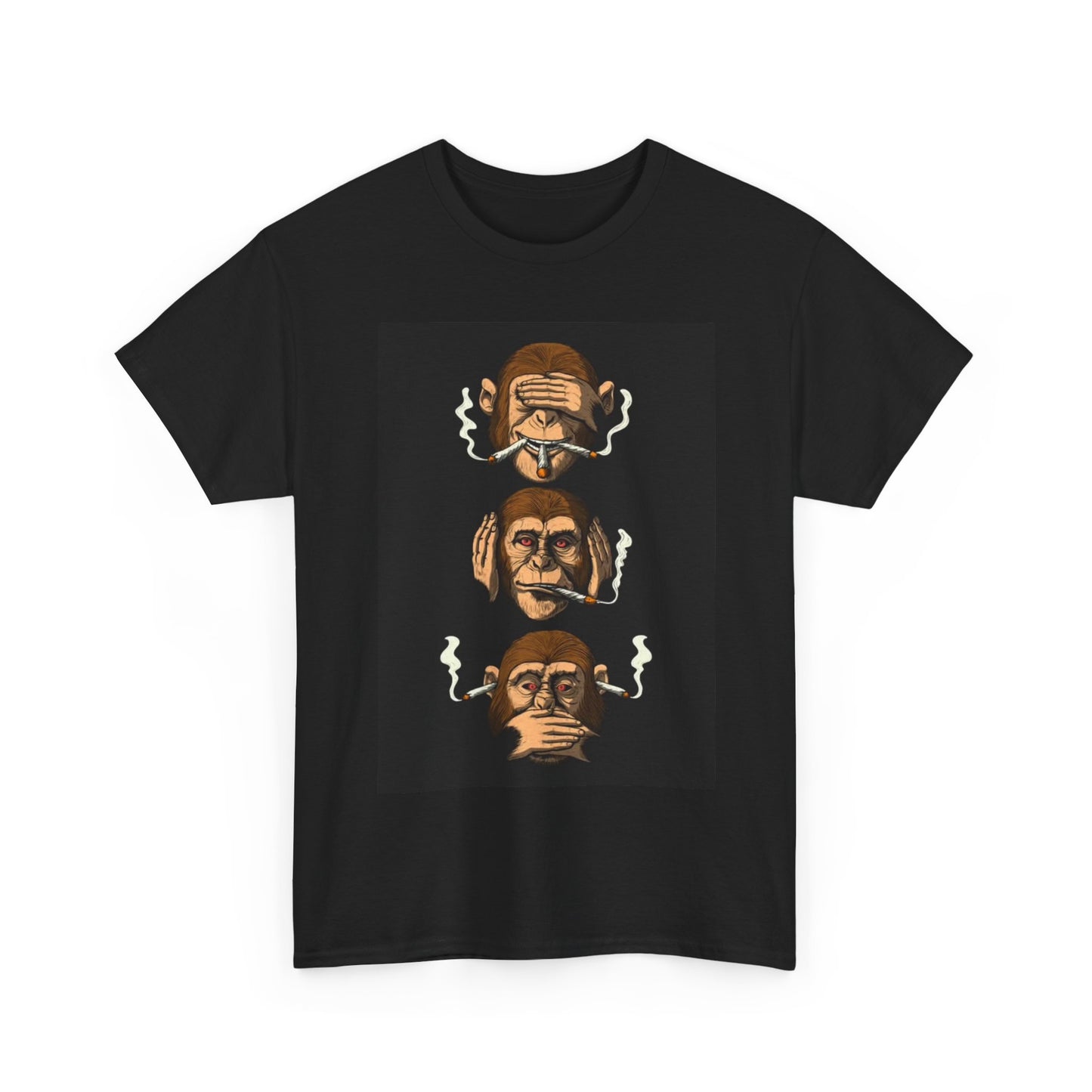 See No Evil Tshirt Three monkeys weed funny graphic Unisex Heavy Cotton Tee