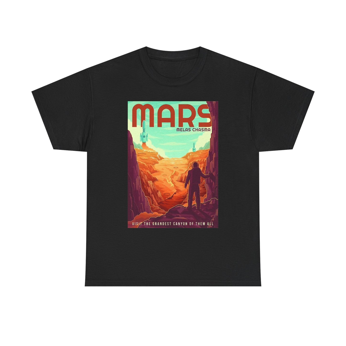 Space And Mars Graphic T Shirt Retro Spaceman Unisex Heavy Cotton Tee