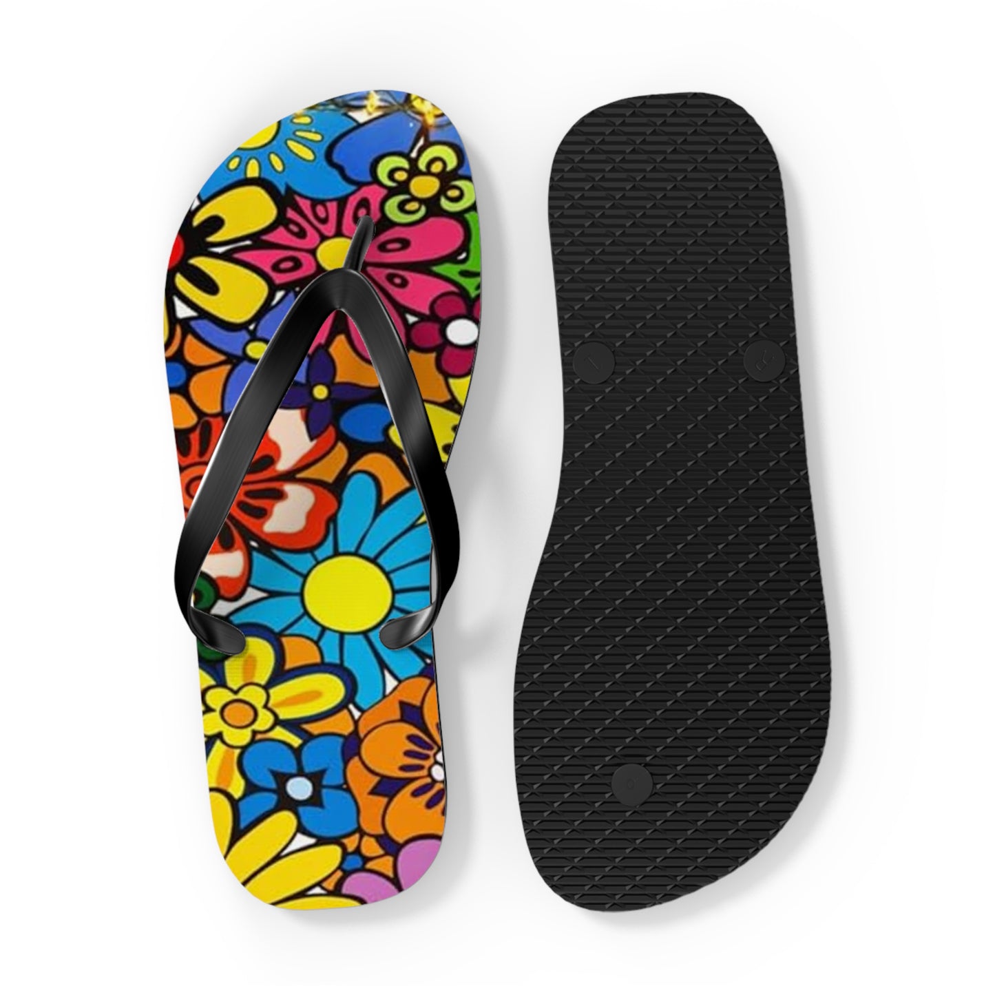 Waves And Sun Sandals Groovy Vibes Summer Flip Flops Slides BRAND NEW