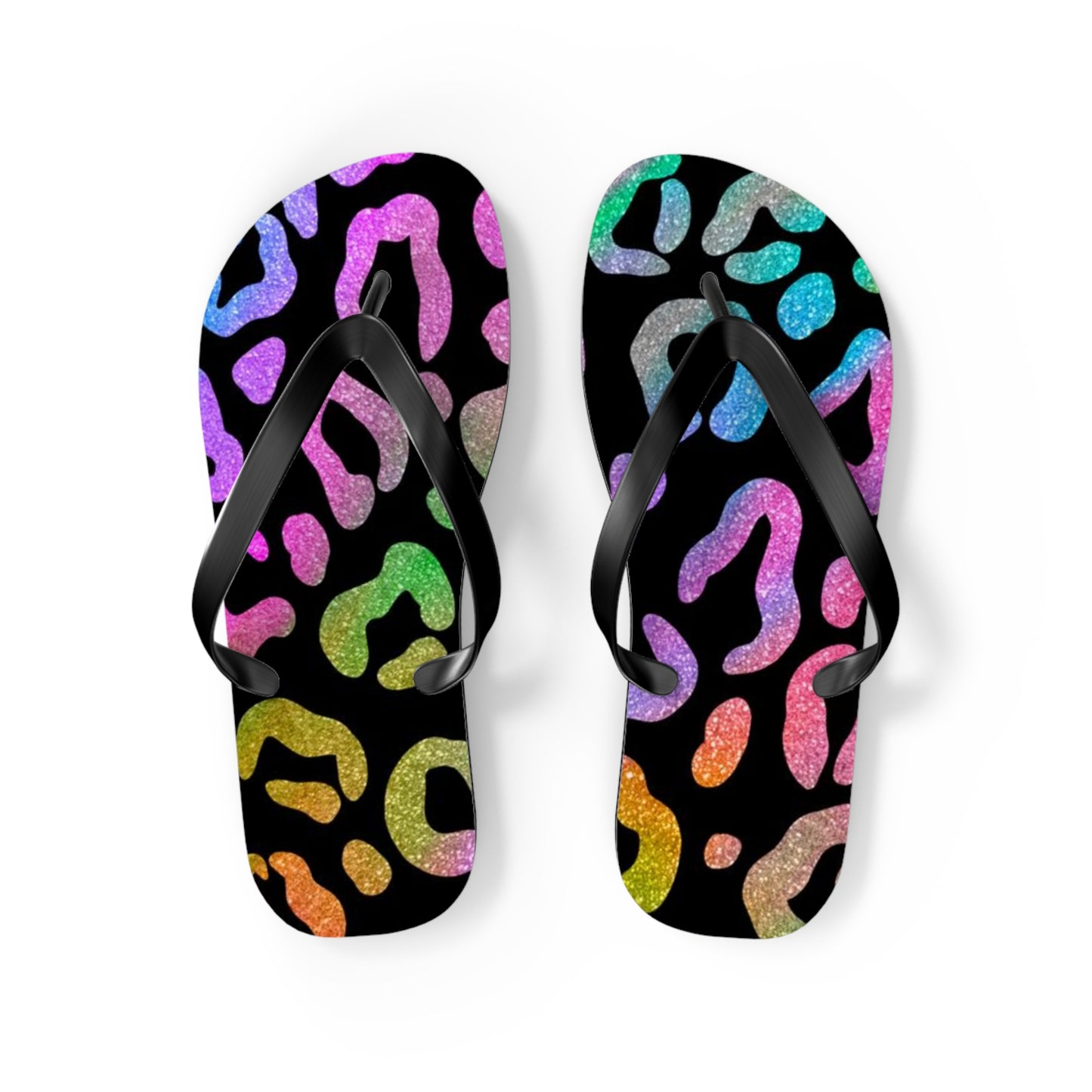 Glitter Cheetah Beach Sandals, Slides for Summer, Flip Flops, Water Resistant