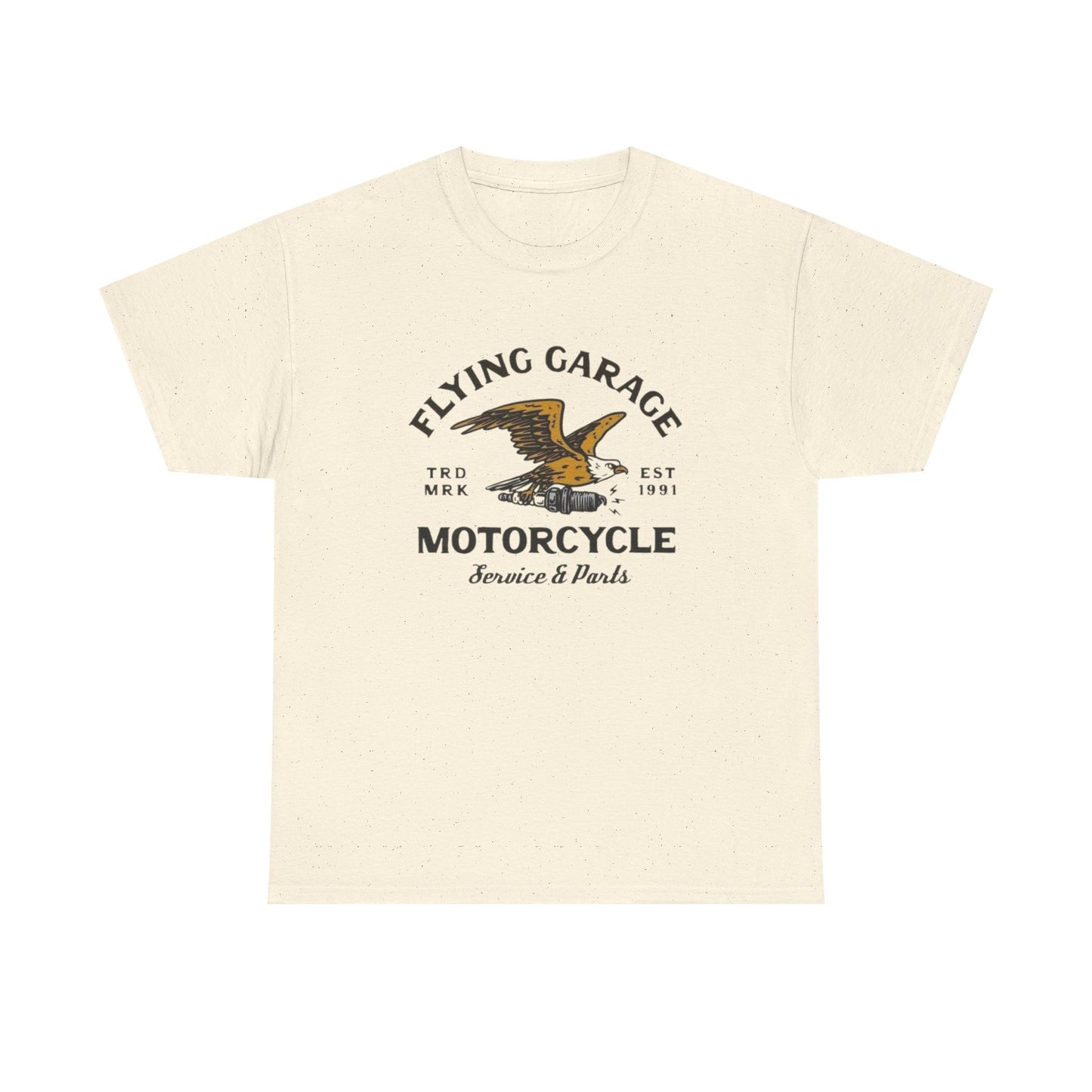 Flying Garage Motorcycles Graphic T Shirt Unisex Heavy Cotton Tee