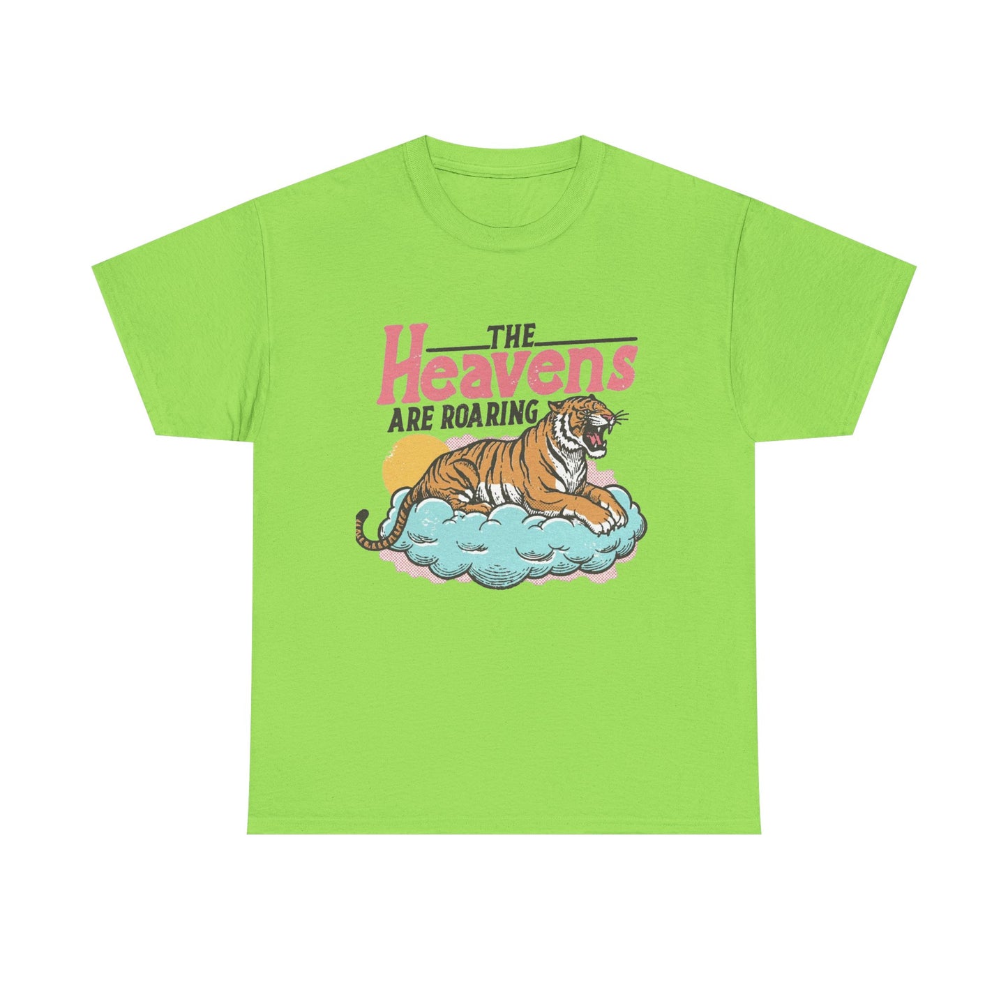 The Heavens Are Roaring Tiger Retro Graphic T Shirt Regular Men's Heavy Cotton Tee
