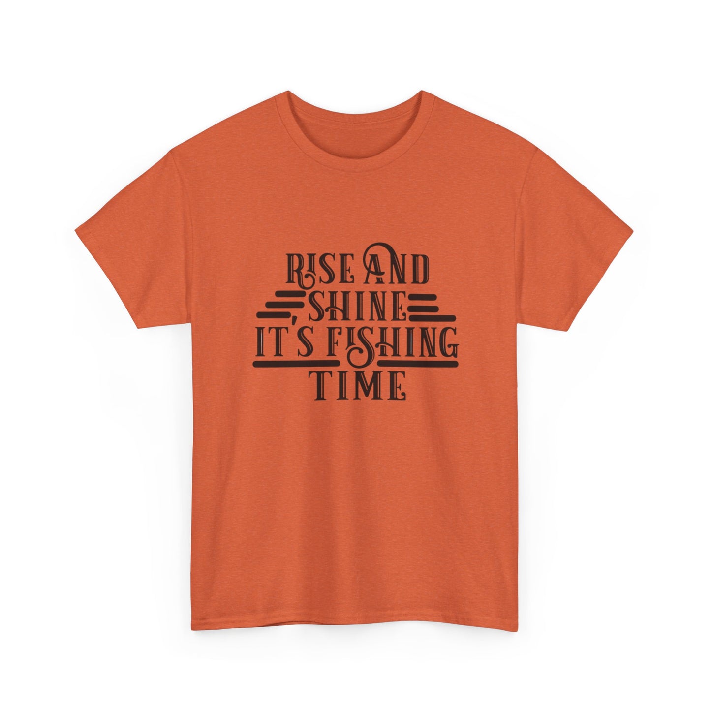 Rise And Shine Its Fishing Time Graphic T Shirt NEW ADULT TEE VINTAGE