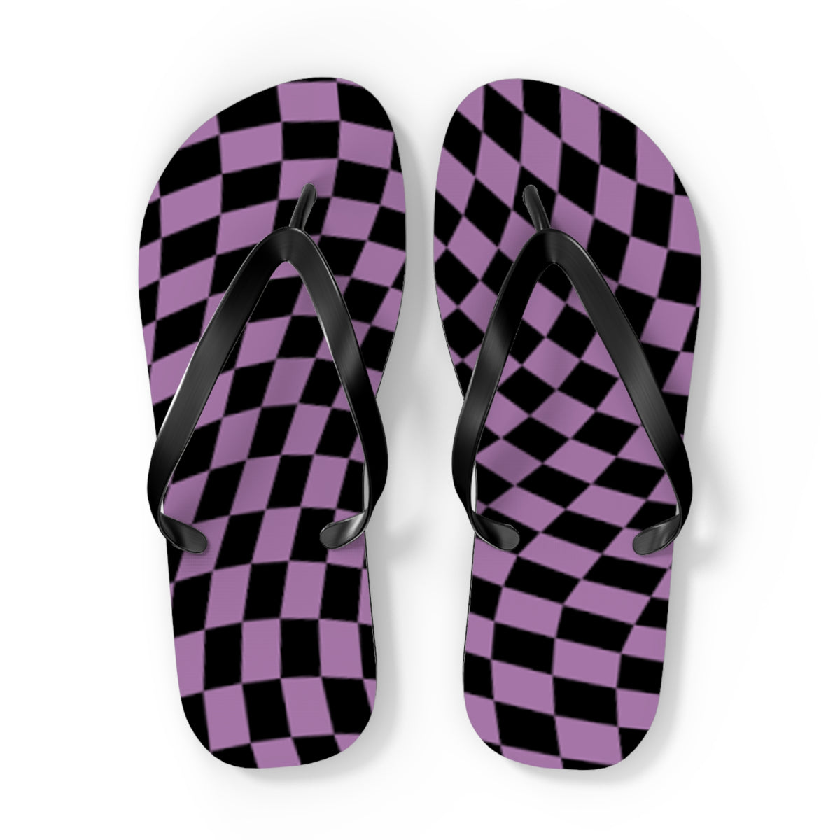 Purple Checkered Sandals, Beach Shoes, Vacation Flip Flops, Pool Slides