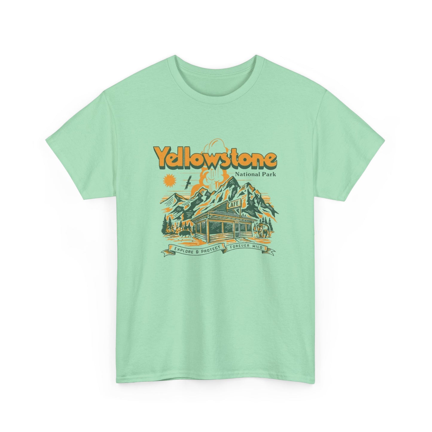 Yellowstone National Park Retro Graphic T Shirt Unisex Heavy Cotton Tee