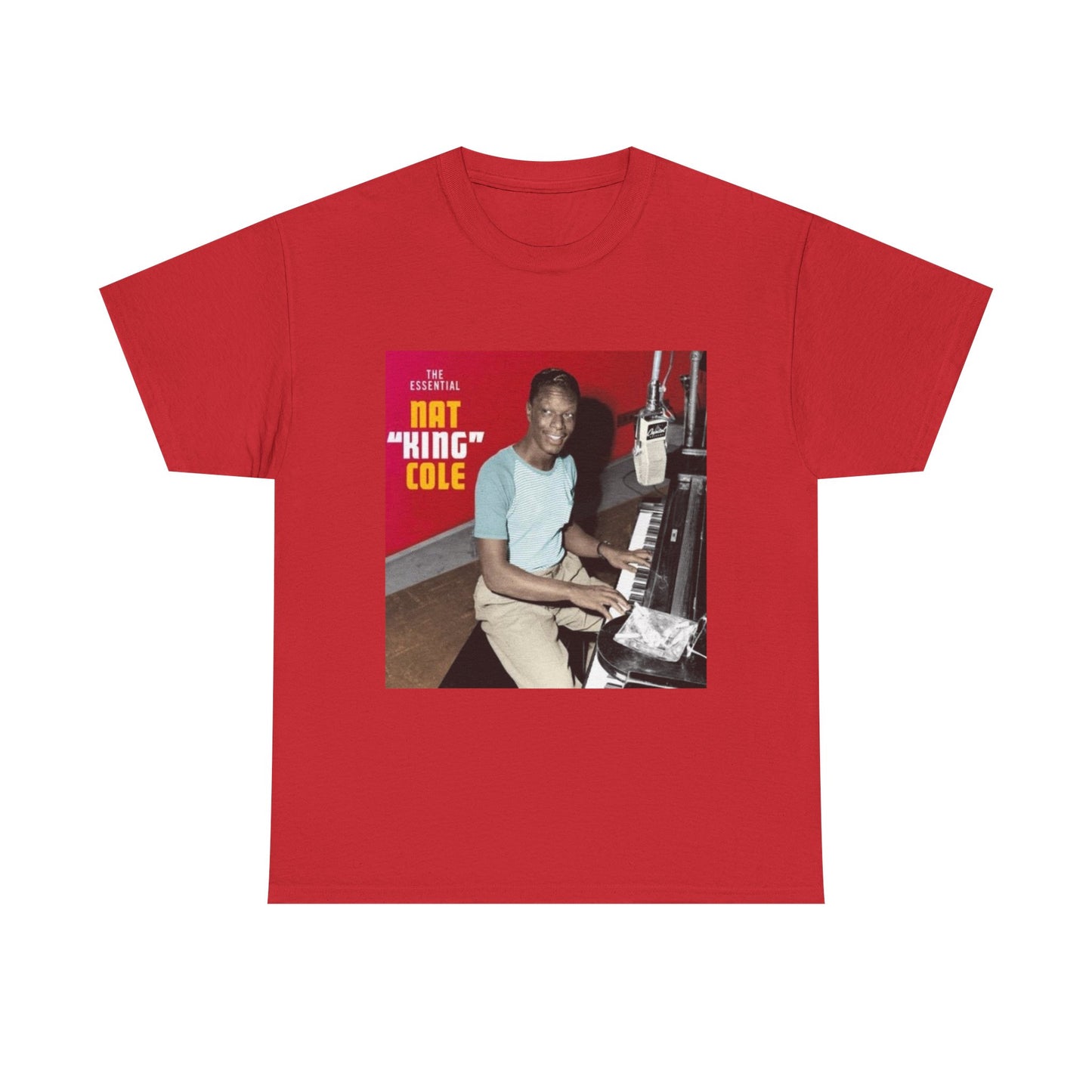 Nat King Cole Tshirt Vintage Piano Concert Poster retro Unisex Heavy Cotton Tee