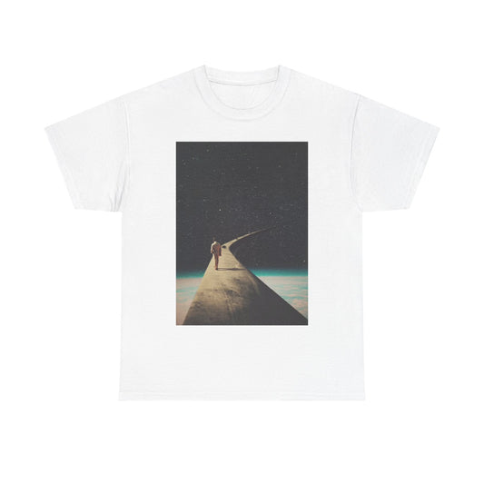 Man Walking To the Moon Tshirt Space Walk Art Trippy Unisex Heavy Cotton Tee