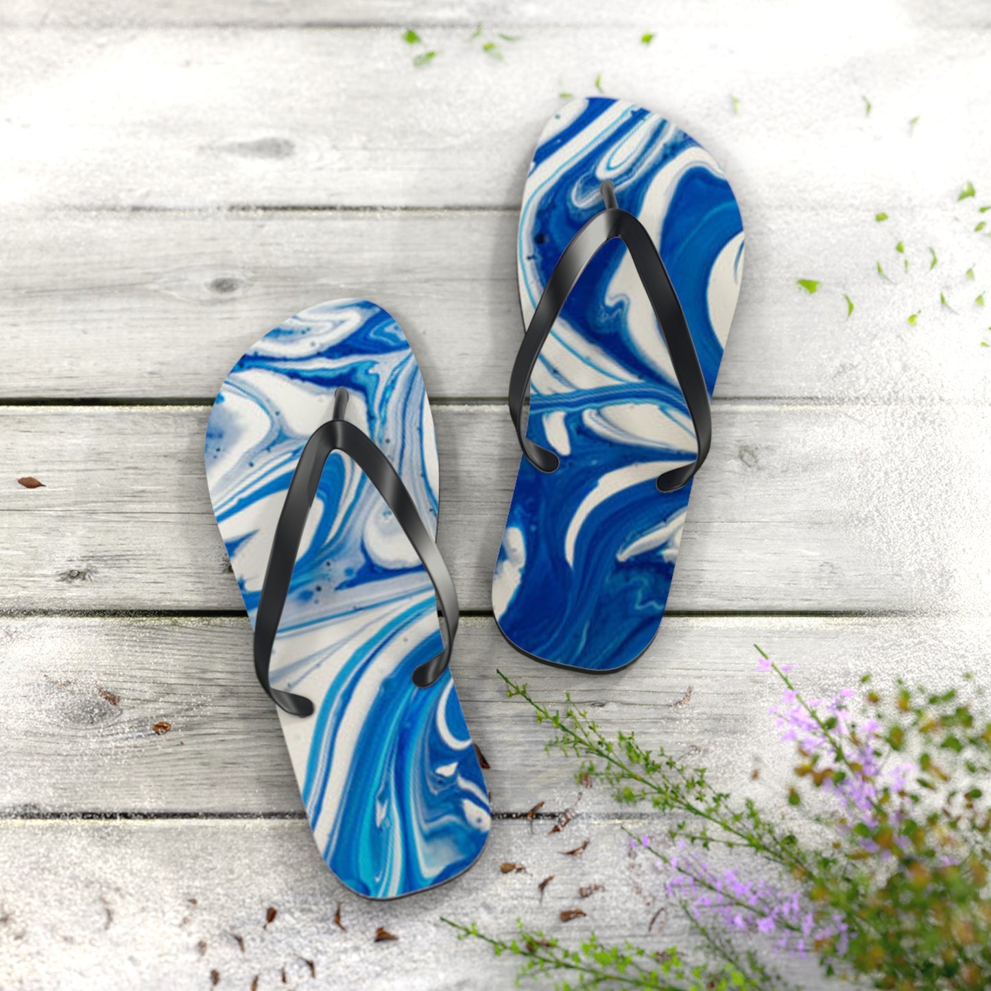 Blue And White Flip Flops, Sandals Slides, Summer Footwear, Brand New