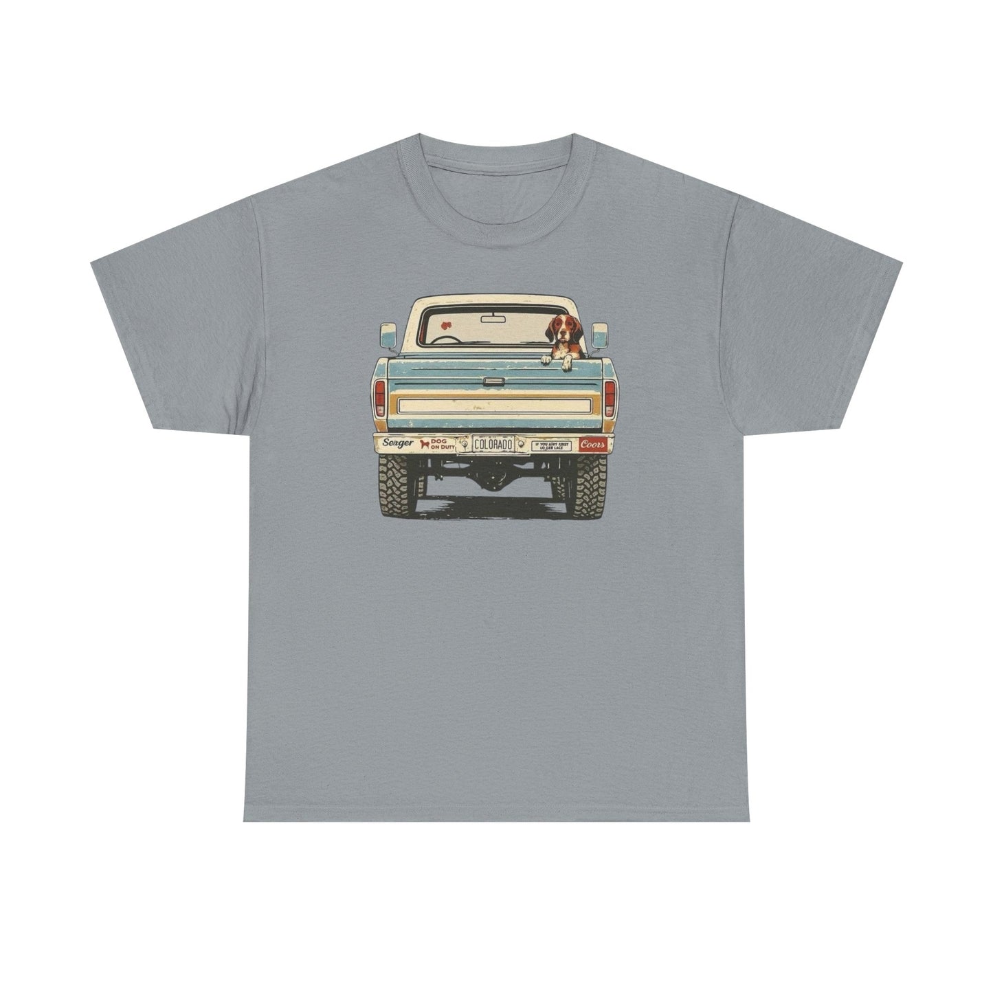 Mans Best Friend In Pickup Truck USA Graphic T Shirt NEW Unisex Heavy Cotton Tee