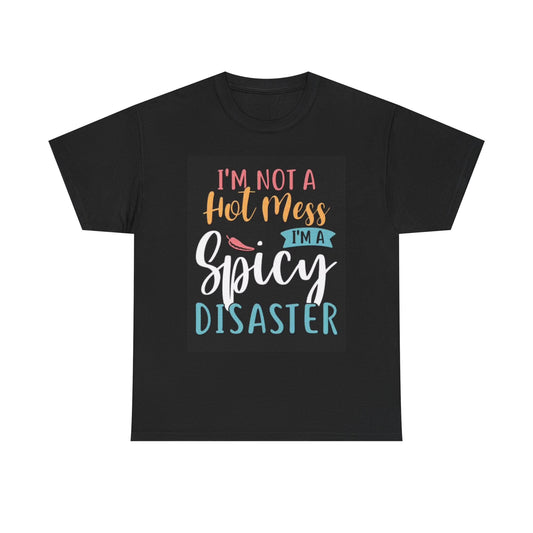 Hot Mess Funny Graphic T Shirt Girly Gift Retro Unisex Heavy Cotton Tee