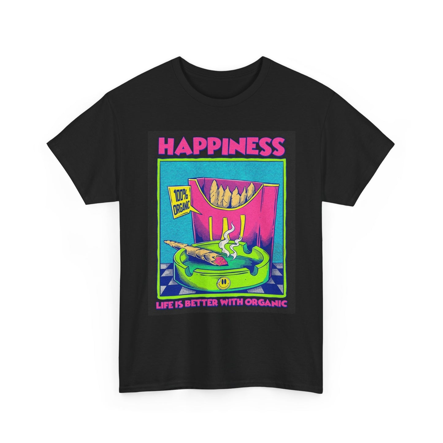 Weed Happiness Graphic T Shirt 420 Retro Unisex Heavy Cotton Tee
