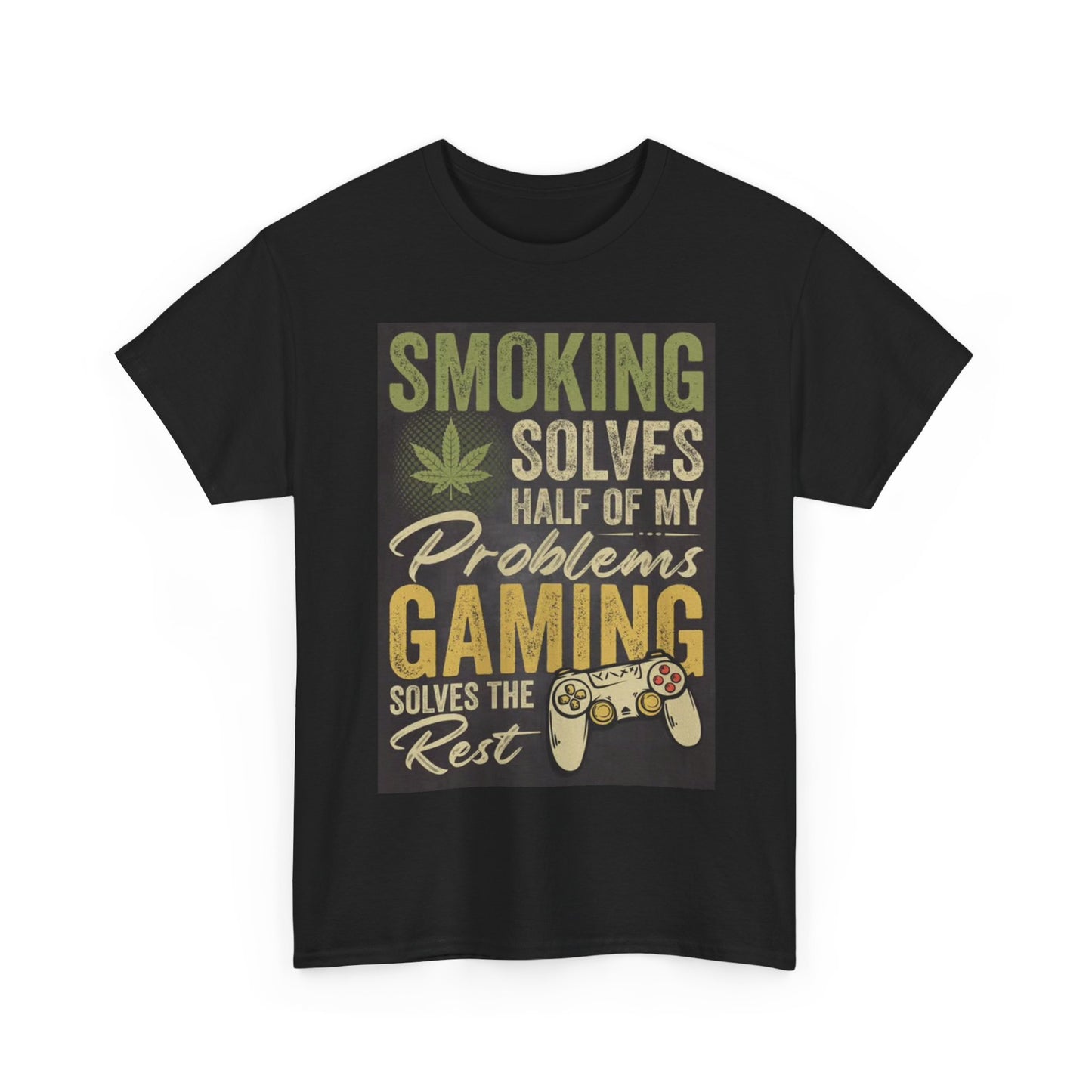 Weed and Gaming Tshirt Gaming Life gamer Weed Leaf Unisex Heavy Cotton Tee