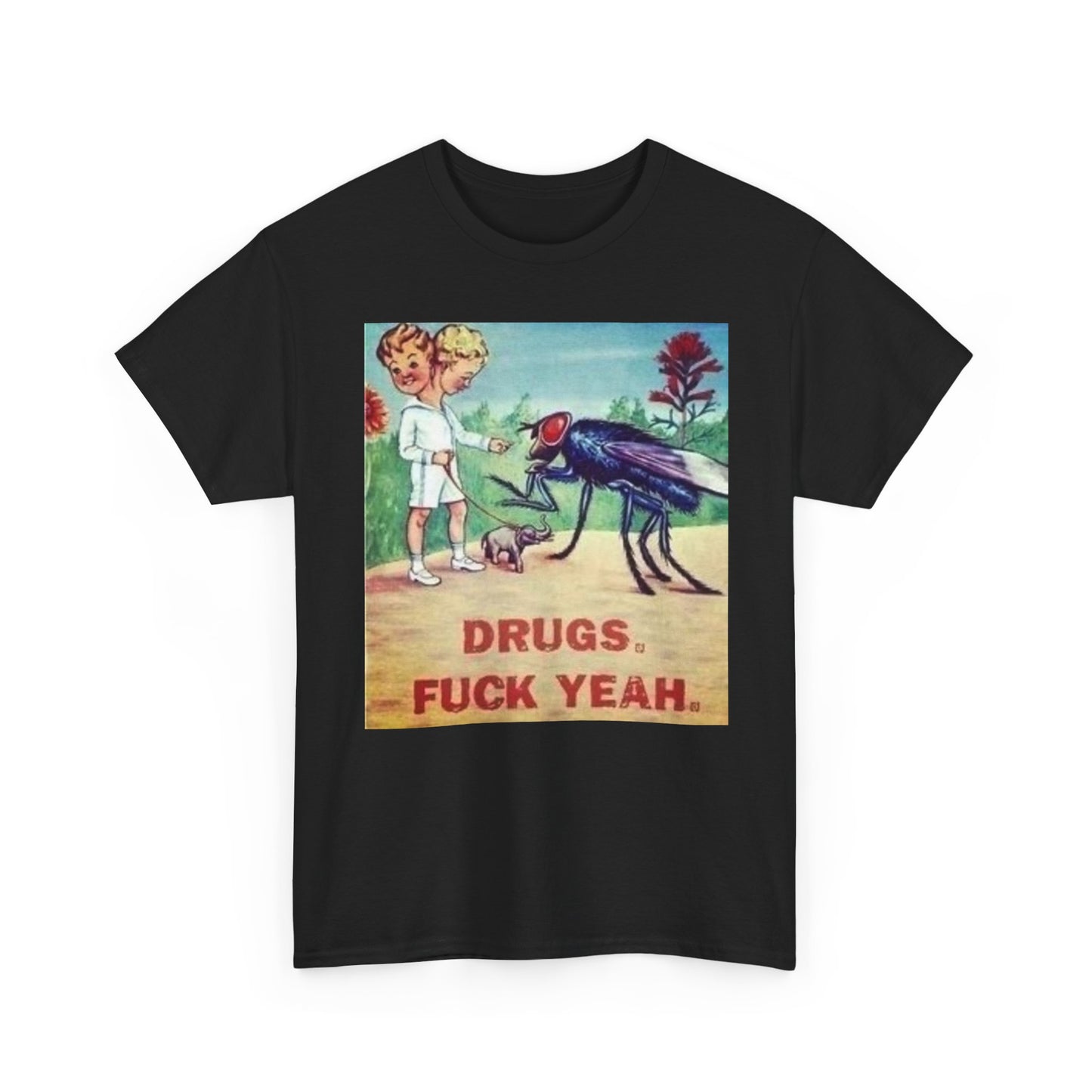 Drugs Hell Yeah Funny T Shirt Unisex Heavy Cotton Vintage Gift NEW