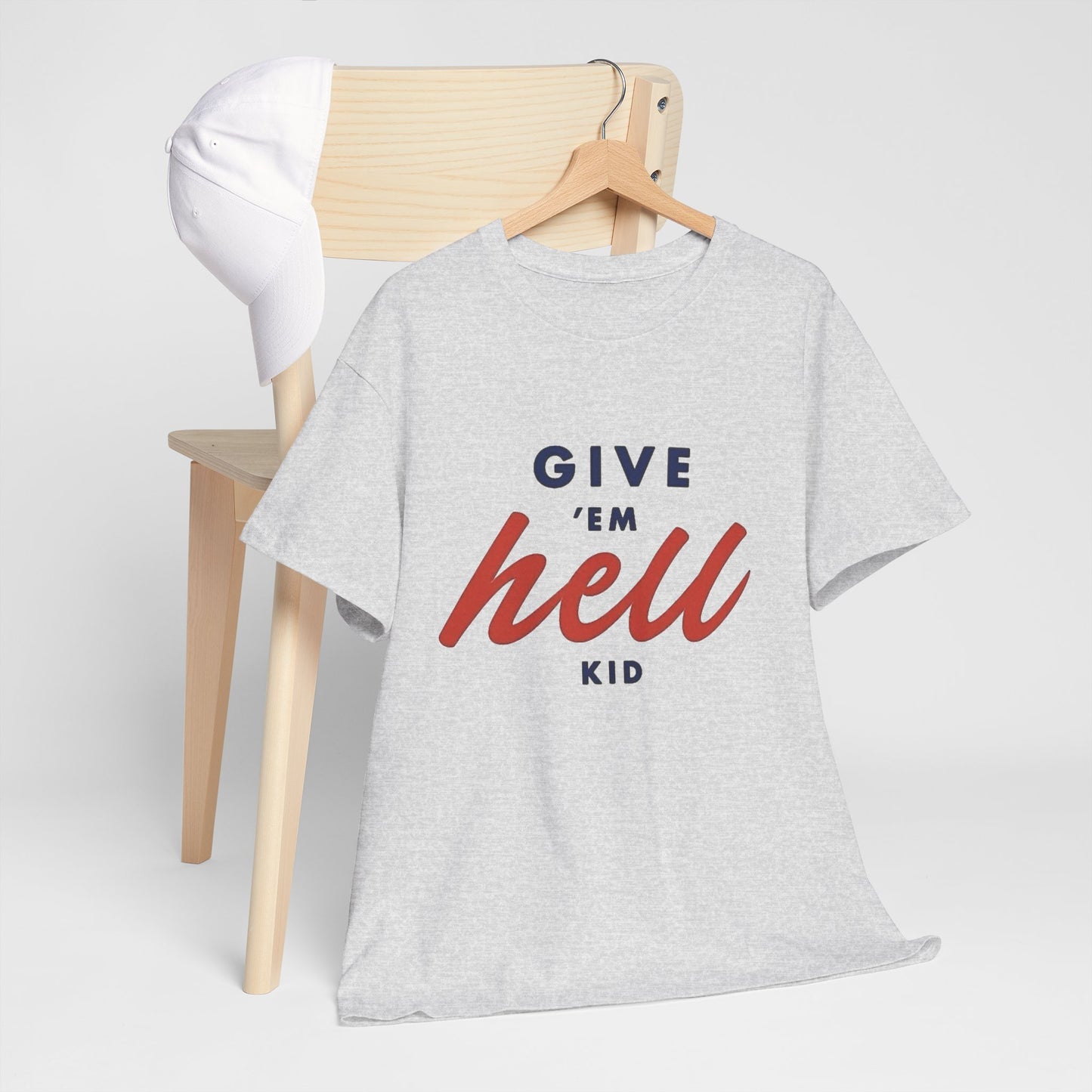 Give Em Hell Kid Funny Graphic T Shirt NEW ADULT Unisex Heavy Cotton Tee