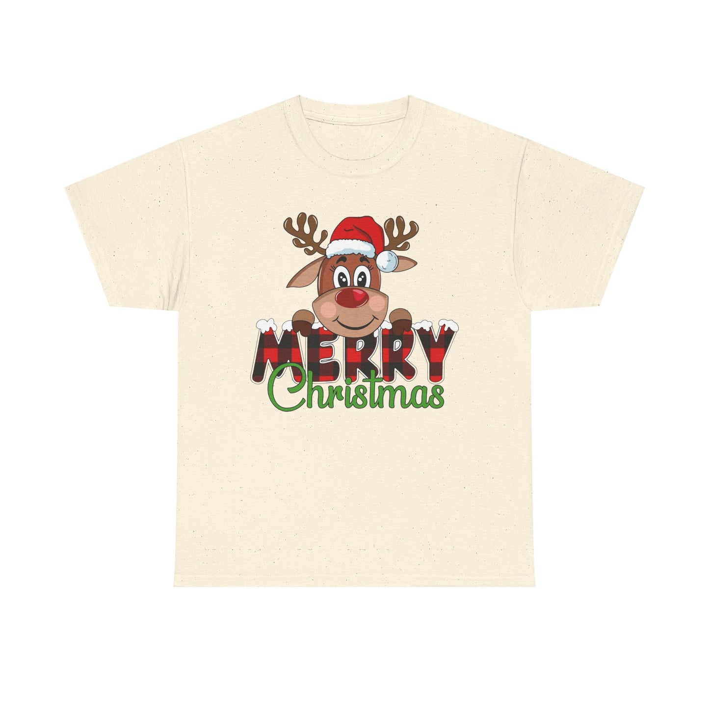Merry Christmas Deer Cute Graphic T Shirt NEW Unisex Heavy Cotton Tee