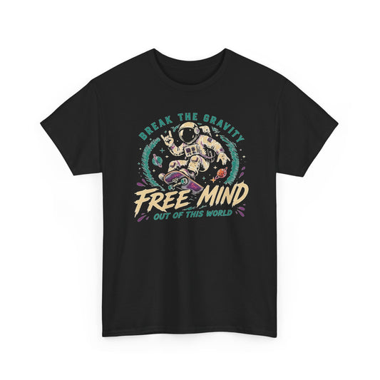 Free Mind Graphic T Shirt Men's Break The Gravity Heavy Cotton Tee