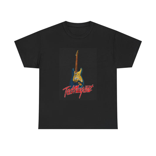 Ted Nugent Tshirt Guitar rock band Retro neon metal Unisex Heavy Cotton Tee