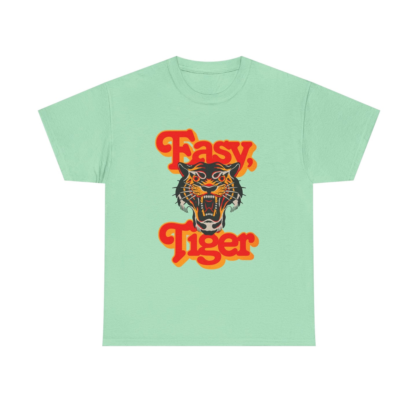 Easy Tiger Retro 70's Classic Graphic T Shirt Regular Men's Heavy Cotton Tee