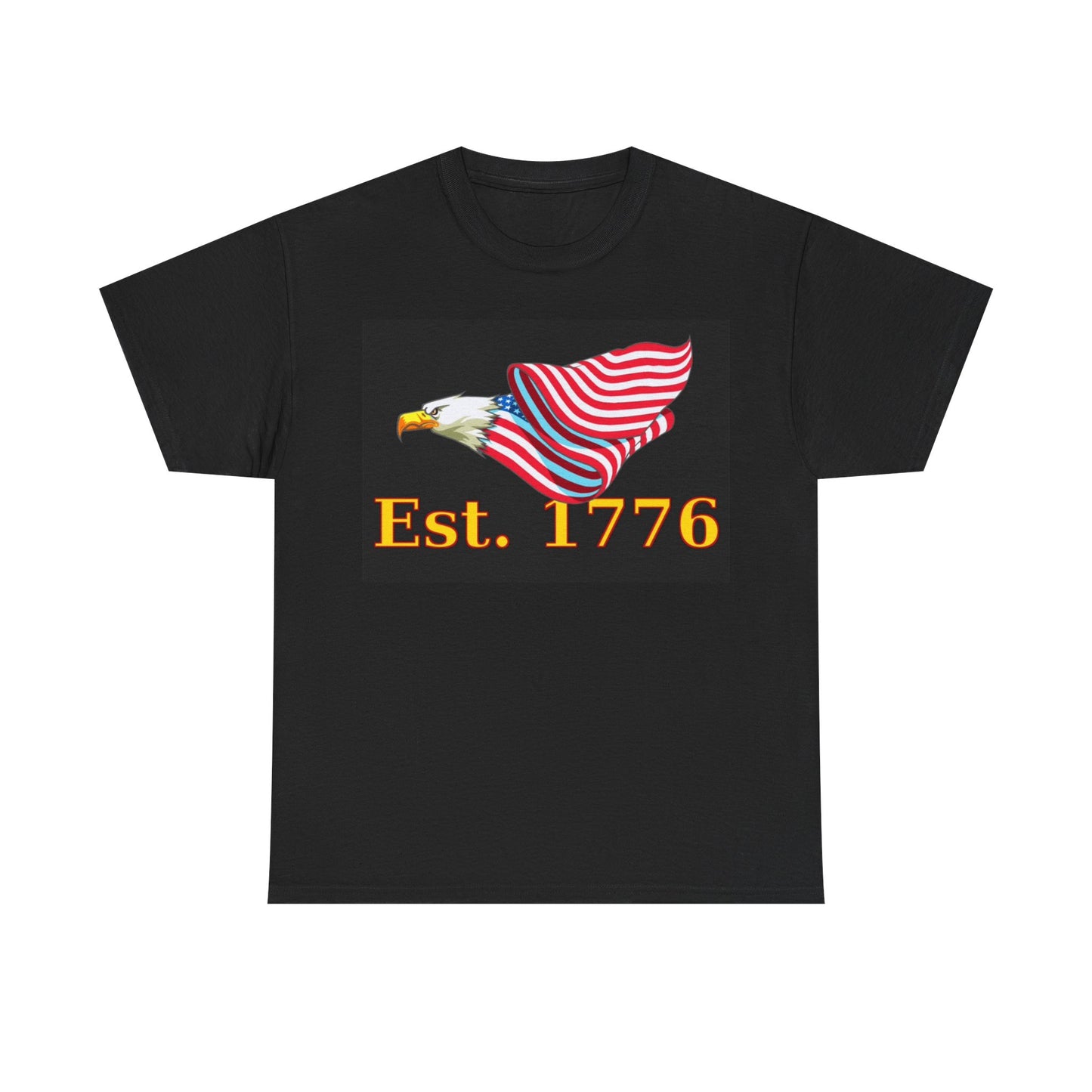 Flying Bald Eagle USA Tshirt American Flag 1776 Freedom Unisex Heavy Cotton Tee