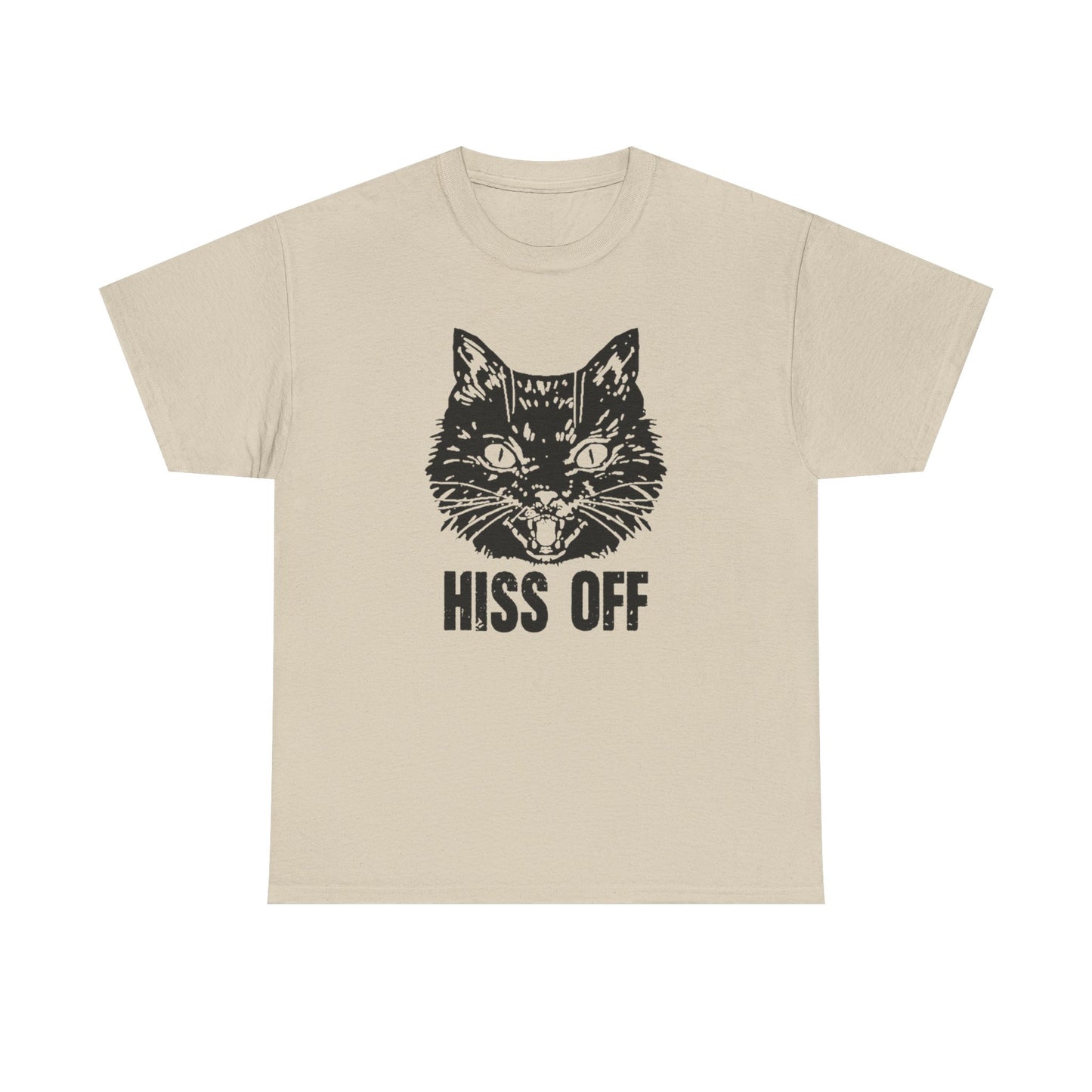 Hiss Off Funny Cat Graphic T-Shirt Unisex Heavy Cotton Tee Gift