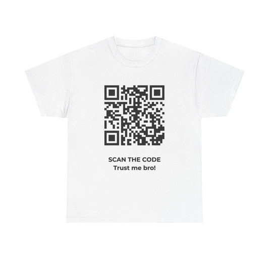 Rick Astley Scan The Code Funny Shirt Vintage jokes Unisex Heavy Cotton Tee