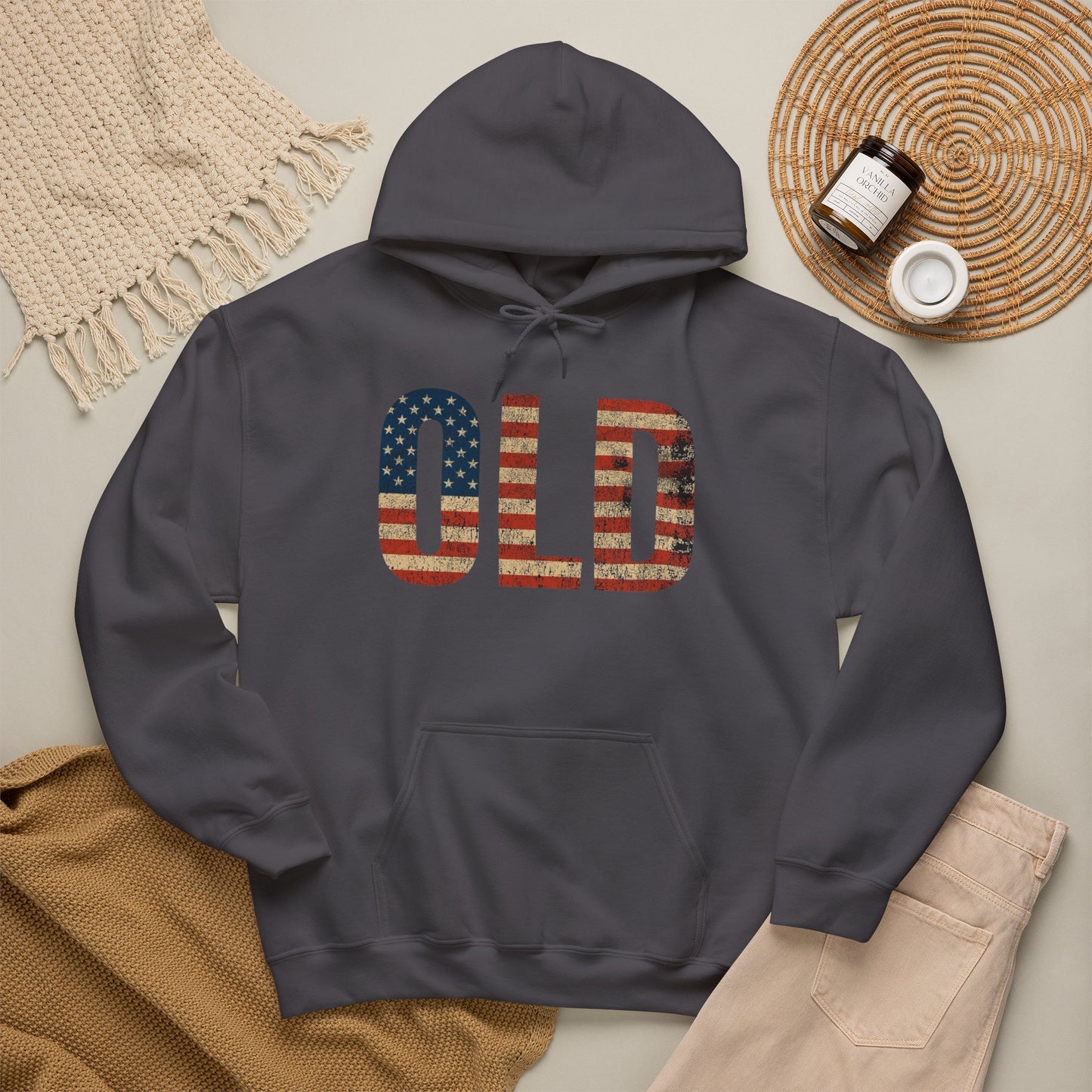 OLD American Flag Retro Graphic Hoodie Men's Heavy Blend™ Hooded Sweatshirt