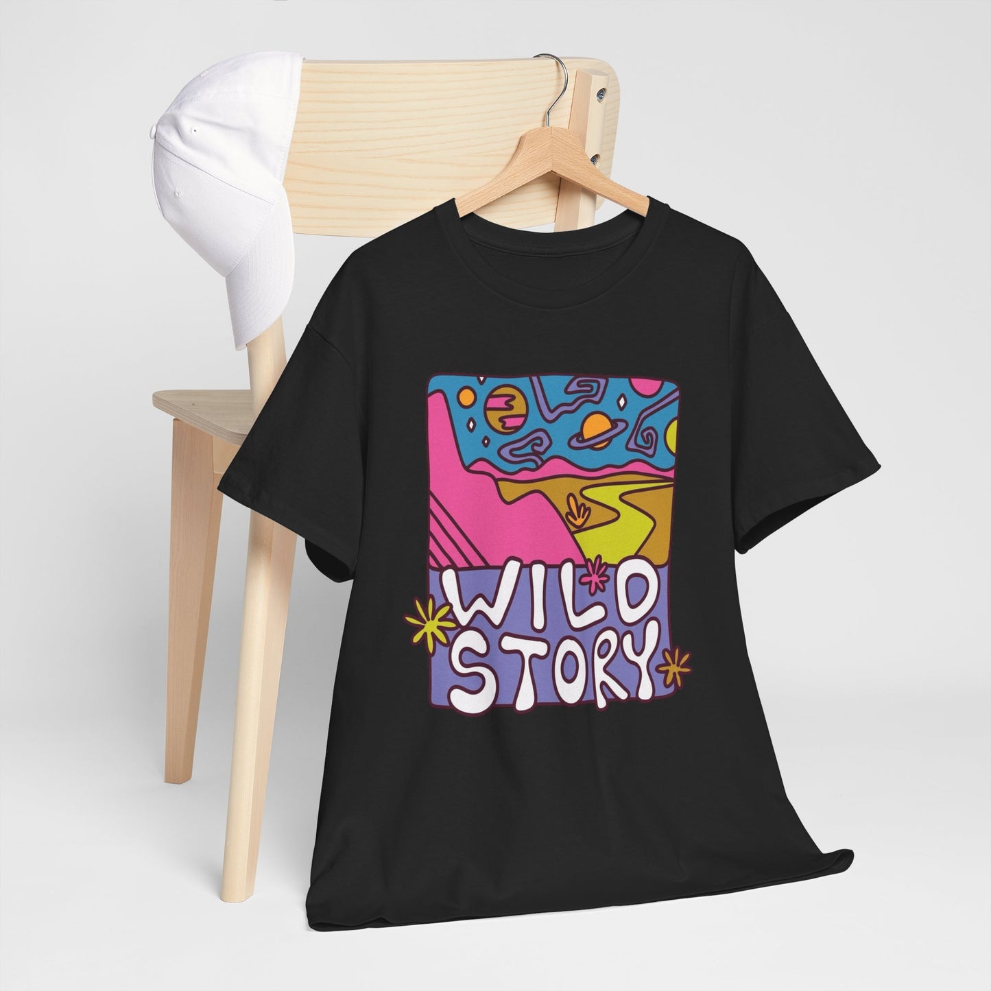 Wild Story Retro Trippy Graphic T Shirt Heavy Cotton Tee NEW ADULT UNISEX
