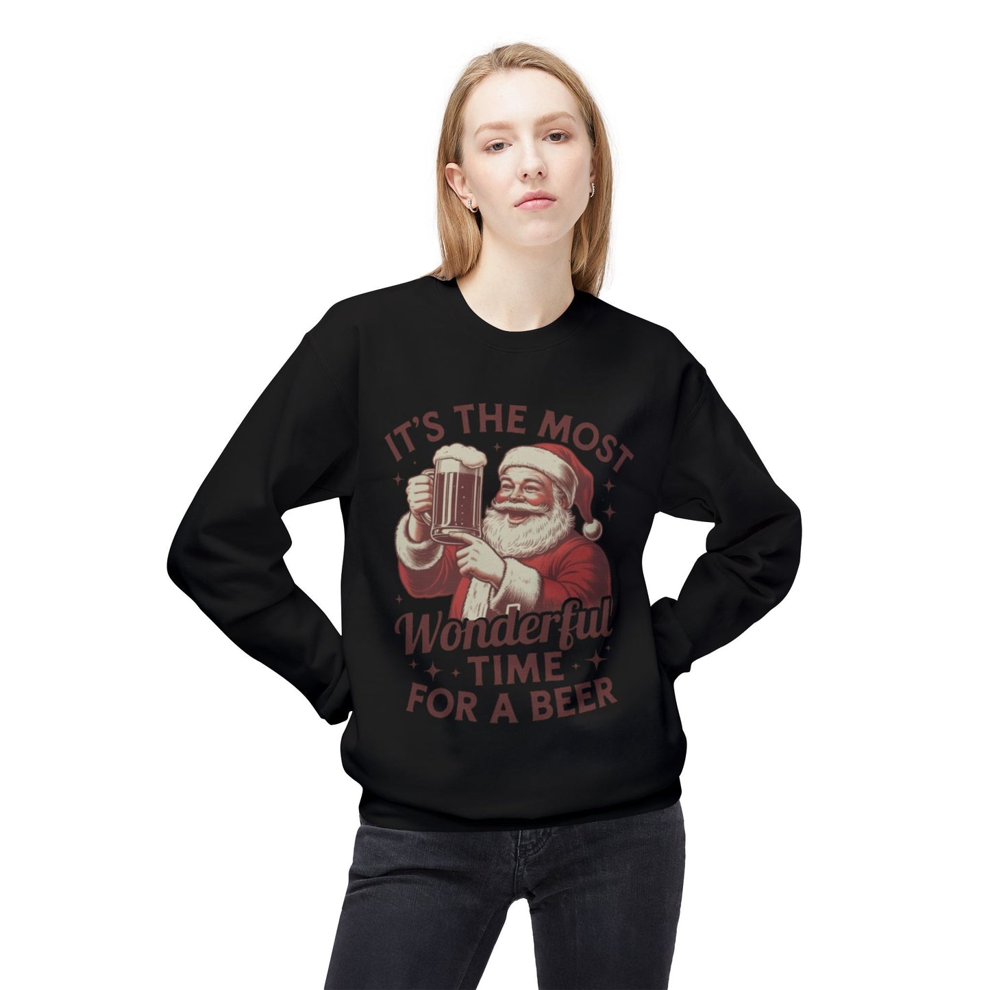 Christmas Beer Sweater NEW Unisex Fleece Crewneck Sweatshirt Funny NEW
