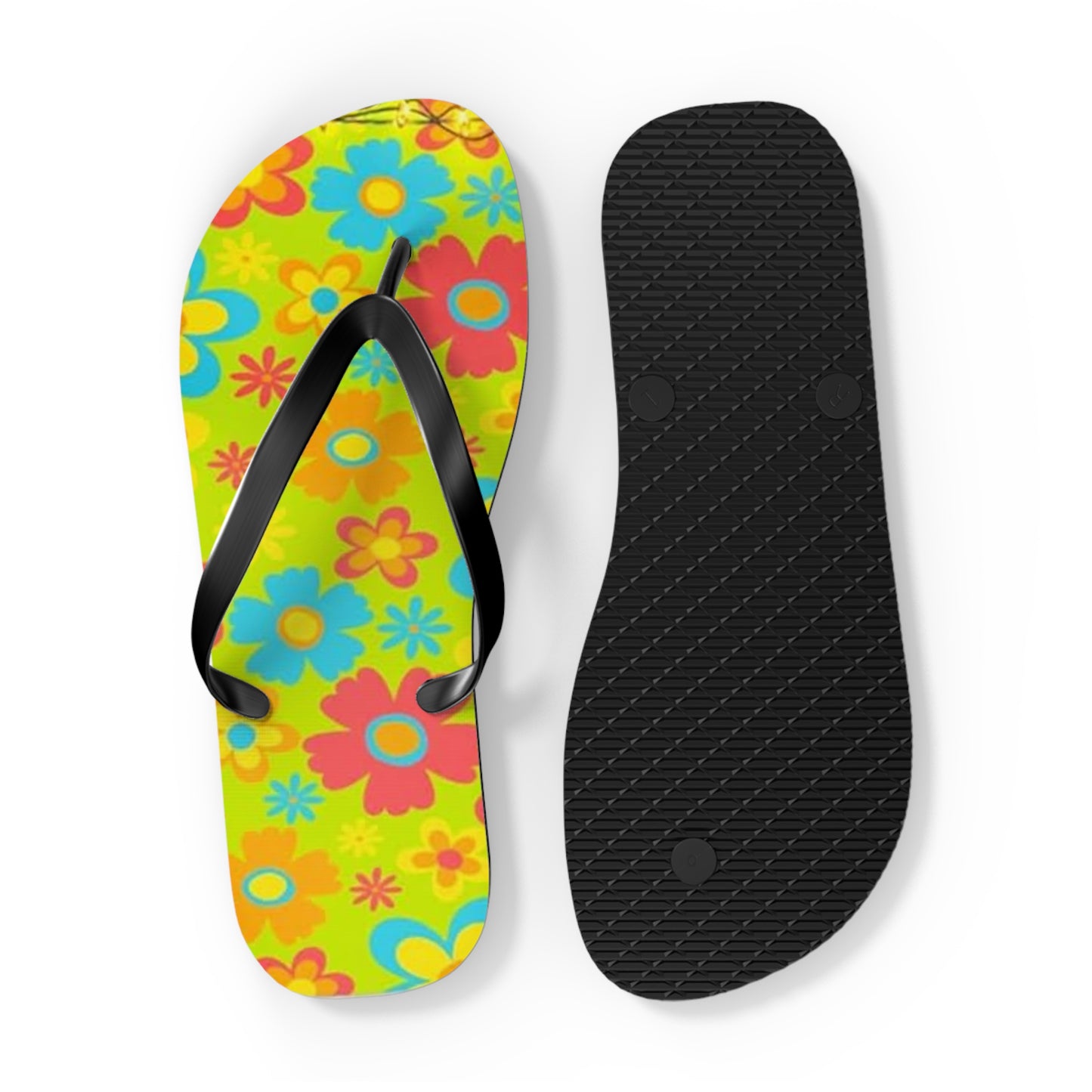 Waves And Sun Sandals Groovy Flowers Summer Flip Flops Slides BRAND NEW