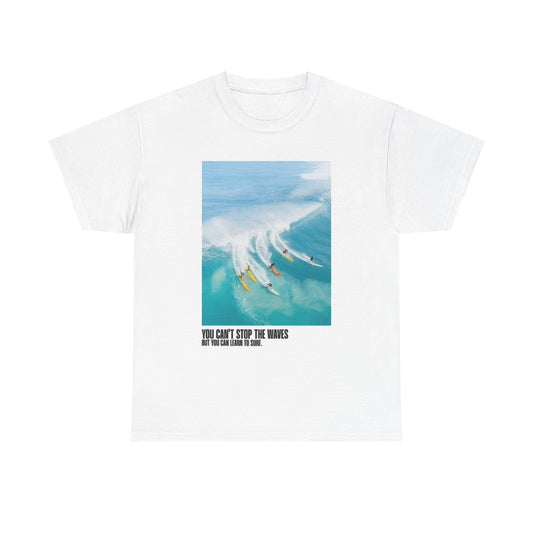 Cant Stop The Waves Surfing Graphic T Shirt Retro Unisex Heavy Cotton Tee