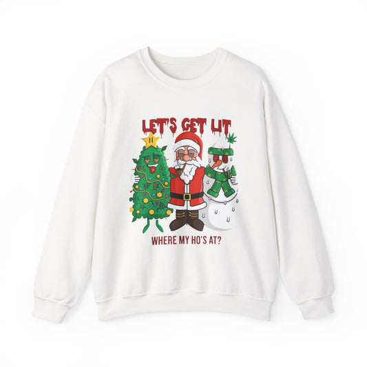 Lets Get Lit Santa Christmas Sweater NEW Unisex Heavy Blend™ Crewneck Sweatshirt