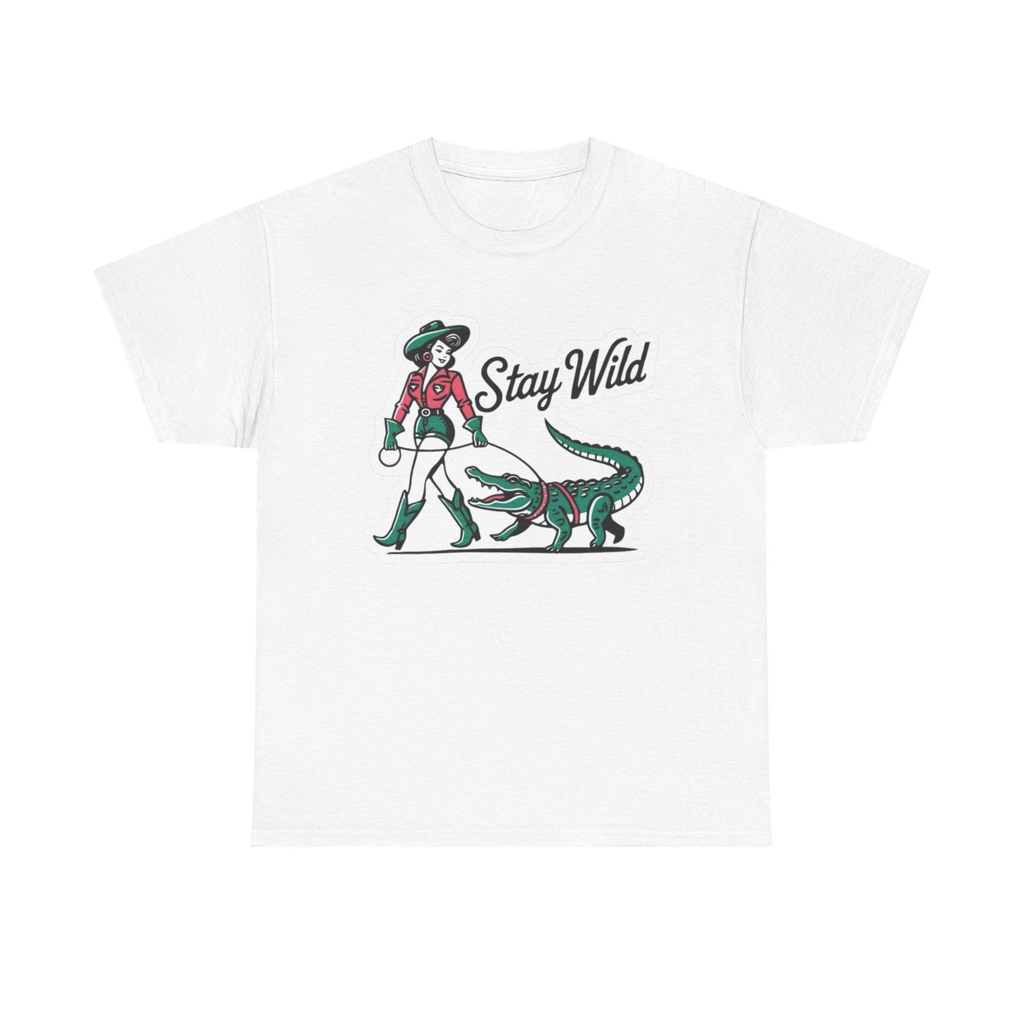 Stay Wild Women's Cowgirl Graphic T Shirt NEW Heavy Cotton Tee