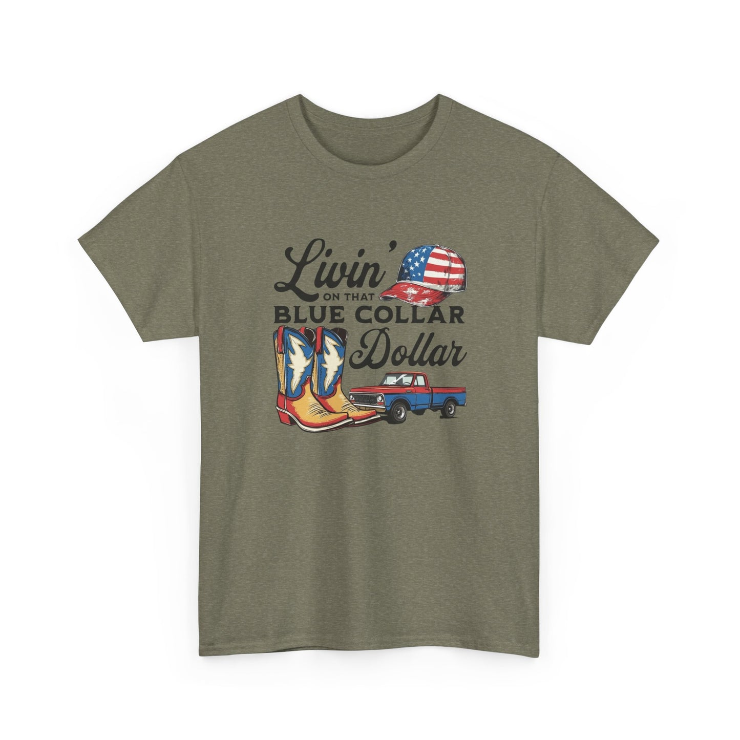 Living That Blue Collar Life Graphic T Shirt Unisex Heavy Cotton Tee Gift