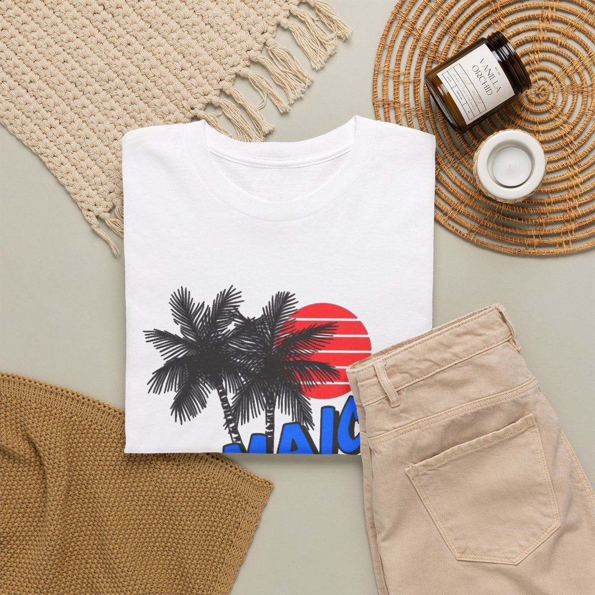 Jamaica Graphic T Shirt Men's Tropical Beach Retro Heavy Cotton Tee