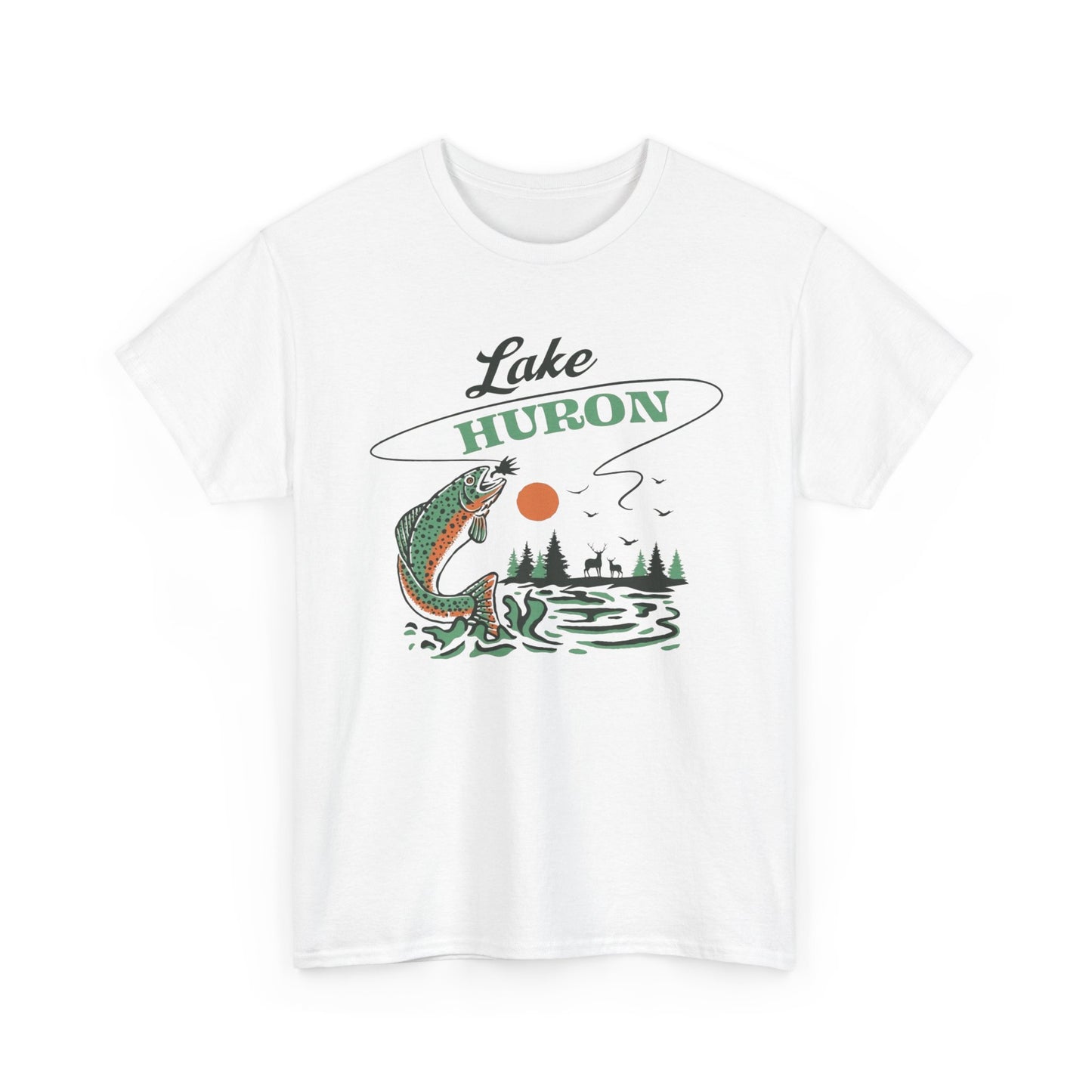 Lake Huron Graphic T Shirt Unisex Heavy Cotton Tee