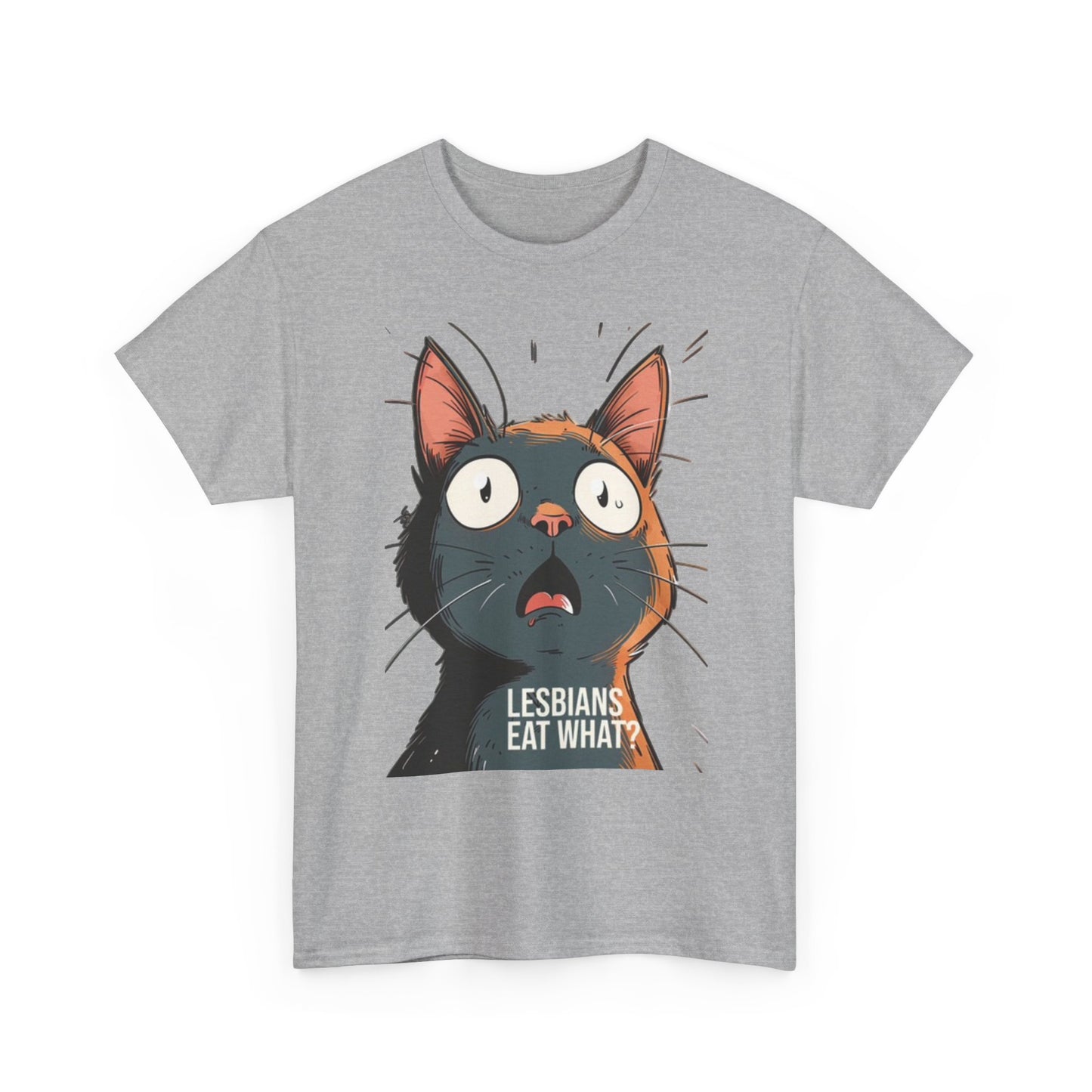 Funny Cat Lesbian Jokes Humor Graphic T Shirt NEW Unisex Heavy Cotton Tee