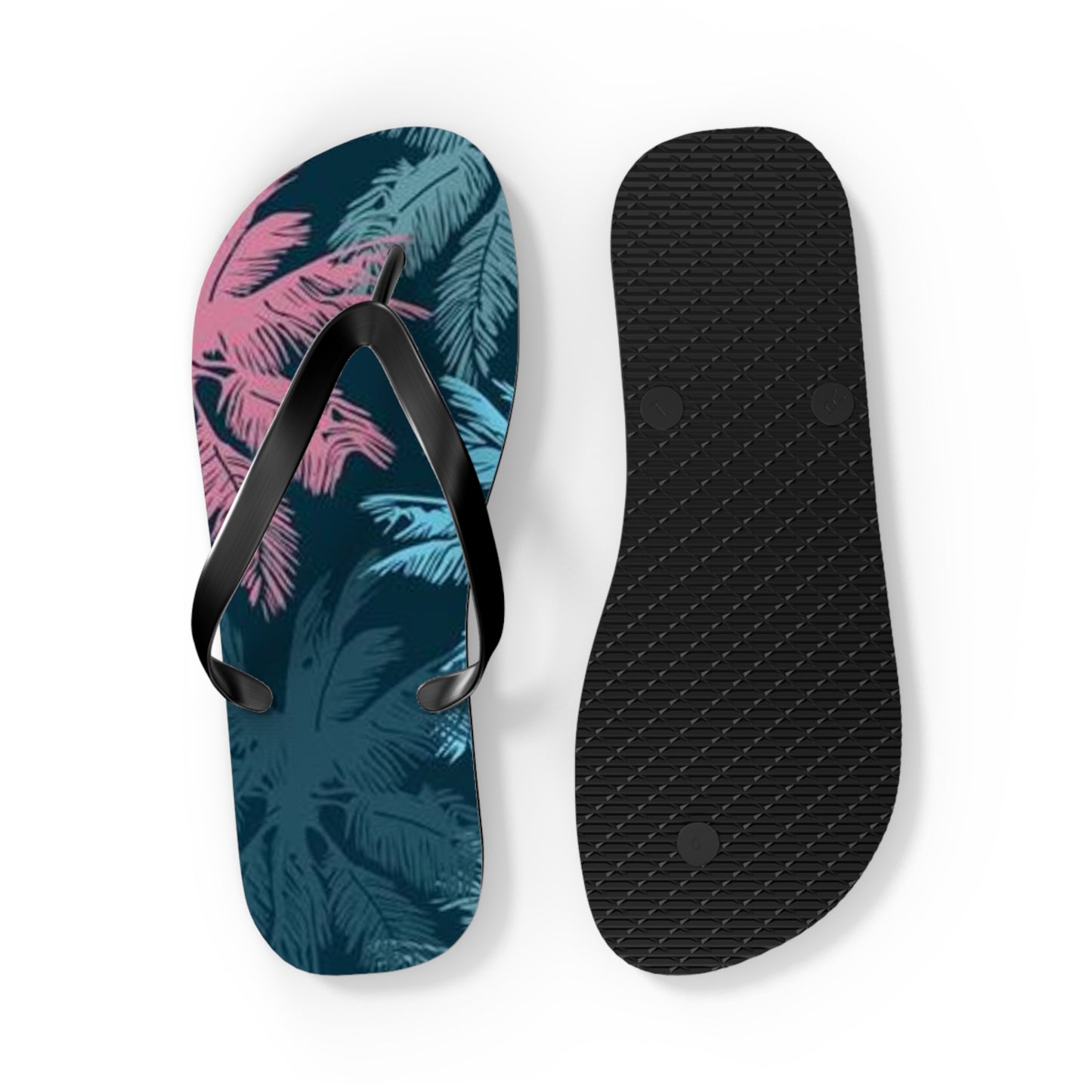 Pink And Blue Palm Trees Sandals Summer Flip Flops Slides BRAND NEW