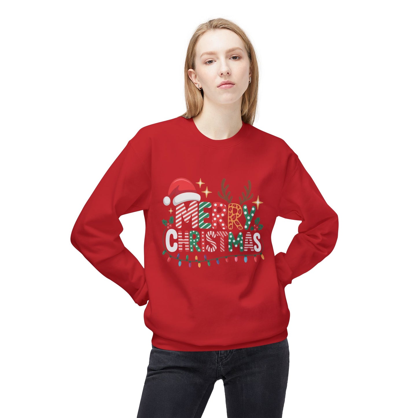 Merry Christmas Sweater Unisex Midweight Softstyle Fleece Crewneck Sweatshirt