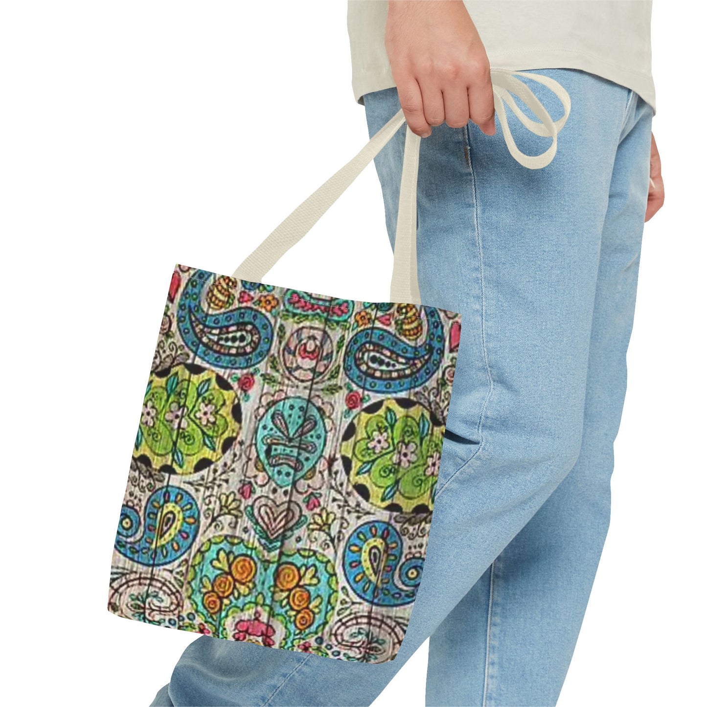 Multi Paisley Green Blue Tan Color BRAND NEW MODERN Tote Bag (AOP)