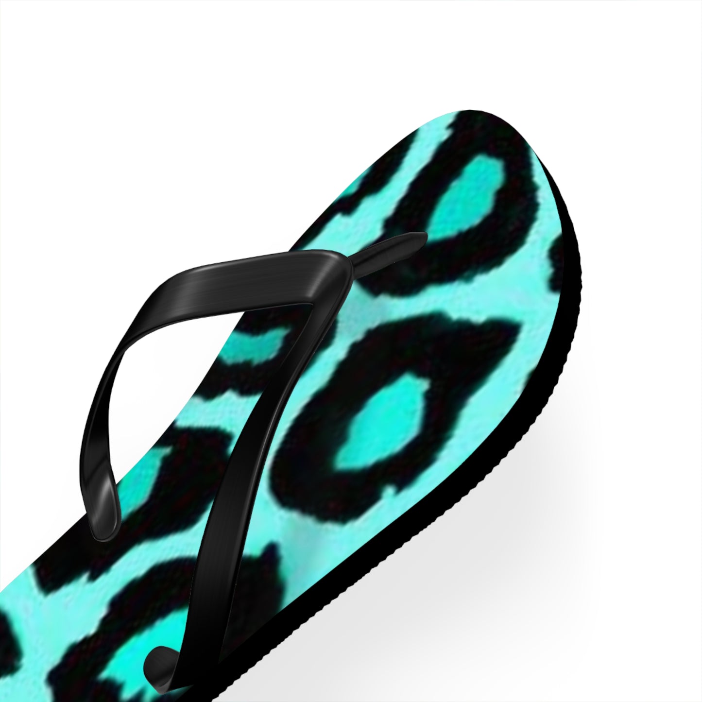 Turquoise Cheetah Beach Sandals, Slides for Summer, Flip Flops, Water Resistant