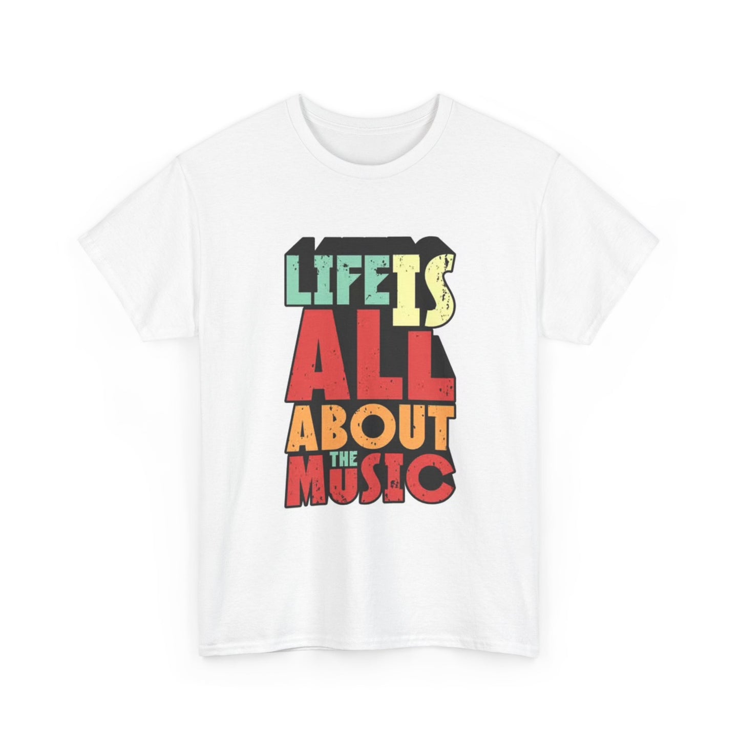 Life Is All About The Music Shirt Vintage 70s Neon Unisex Heavy Cotton Tee