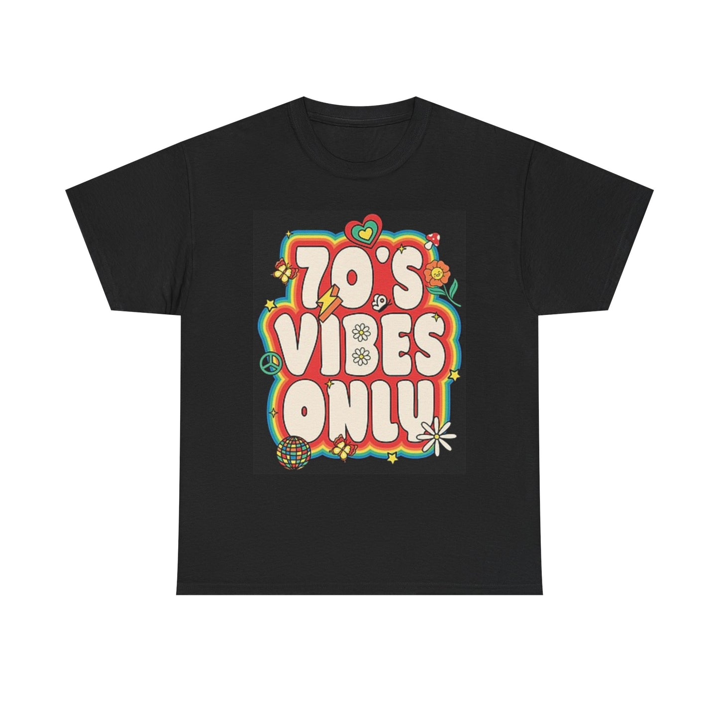 70s Vibes Only Graphic T Shirt Vintage Groovy Unisex Heavy Cotton Tee