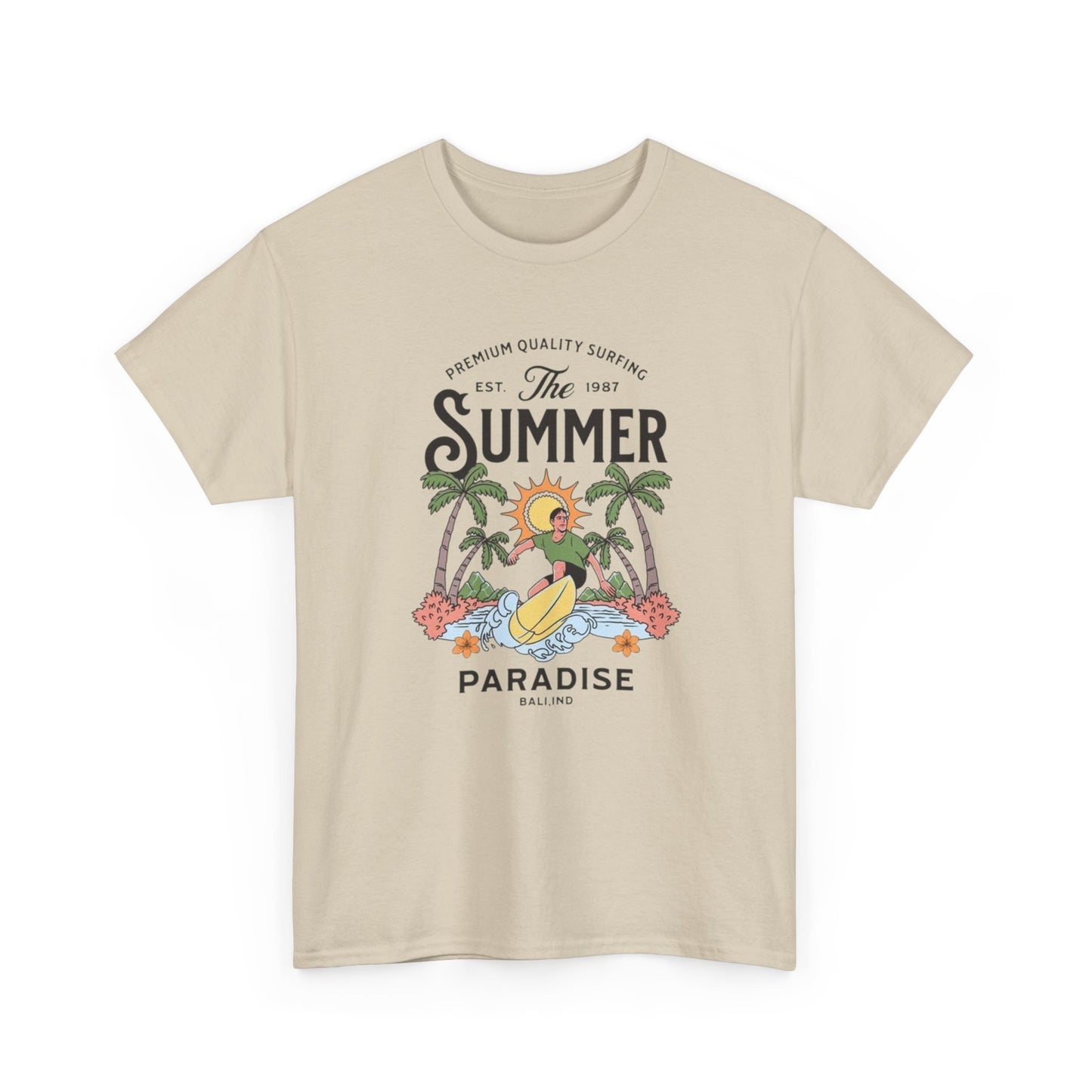 Summer Surfing Paradise Graphic T Shirt S-5XL NEW Unisex Heavy Cotton Tee