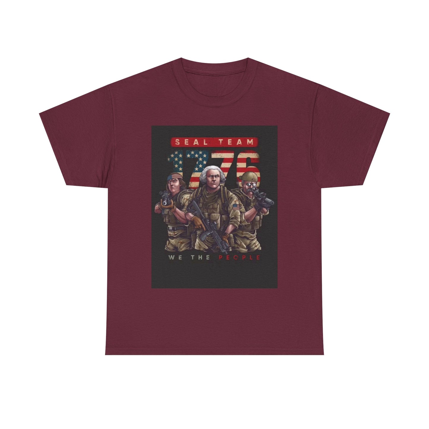 Navy Seals Team Tshirt 1776 America July 4th Flag Unisex Heavy Cotton Tee