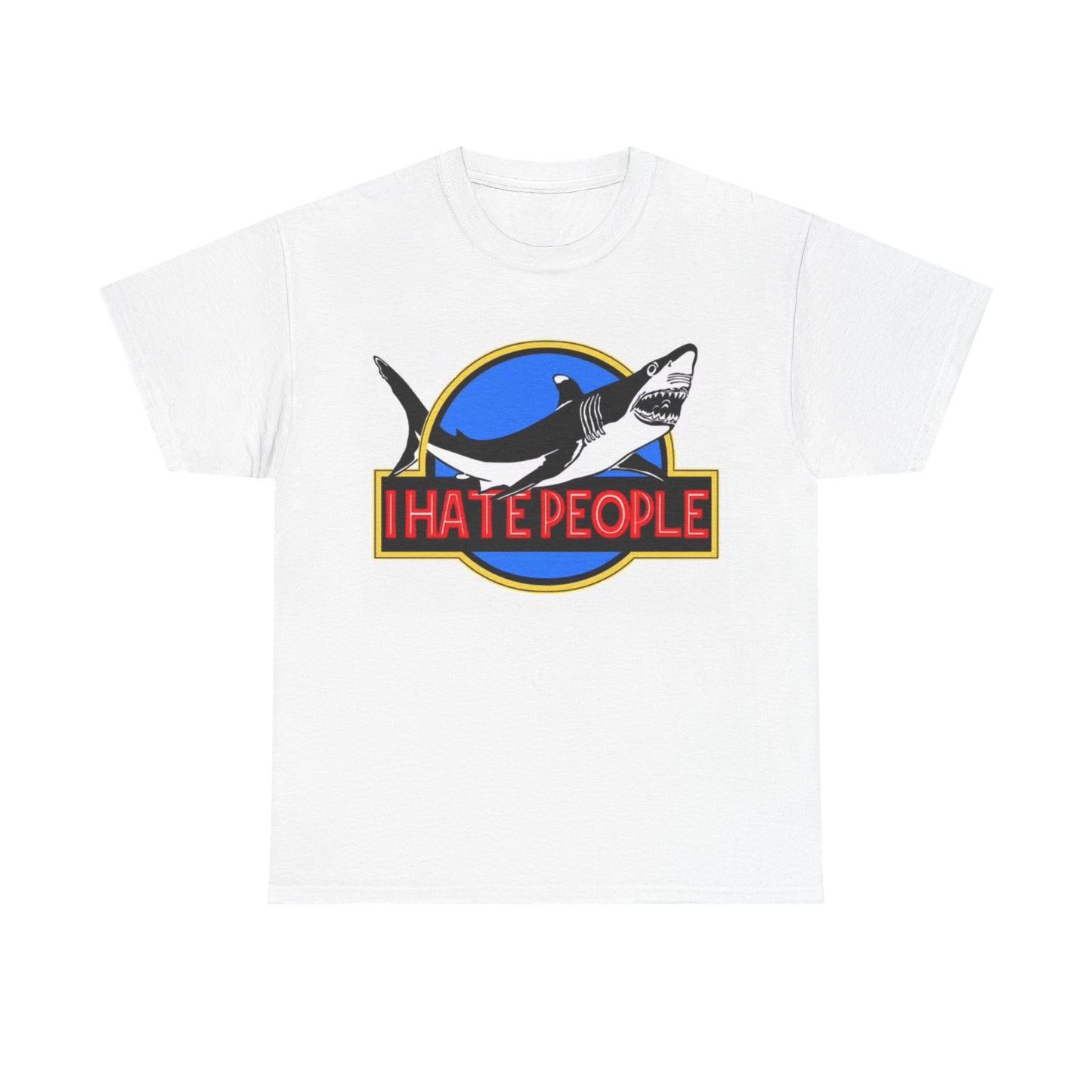 I Hate People Shirt Shark Attack Funny Graphic Unisex Heavy Cotton Tee