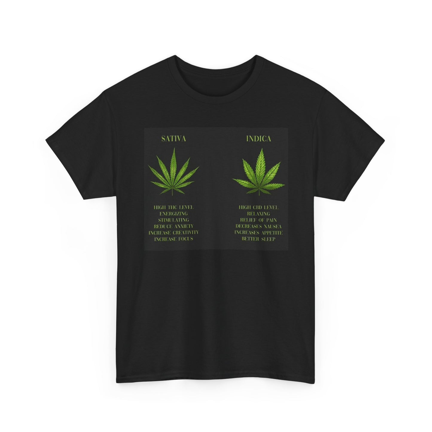 Indica And Sativa Graphic T Shirt Funny Weed Definitions Unisex Heavy Cotton Tee