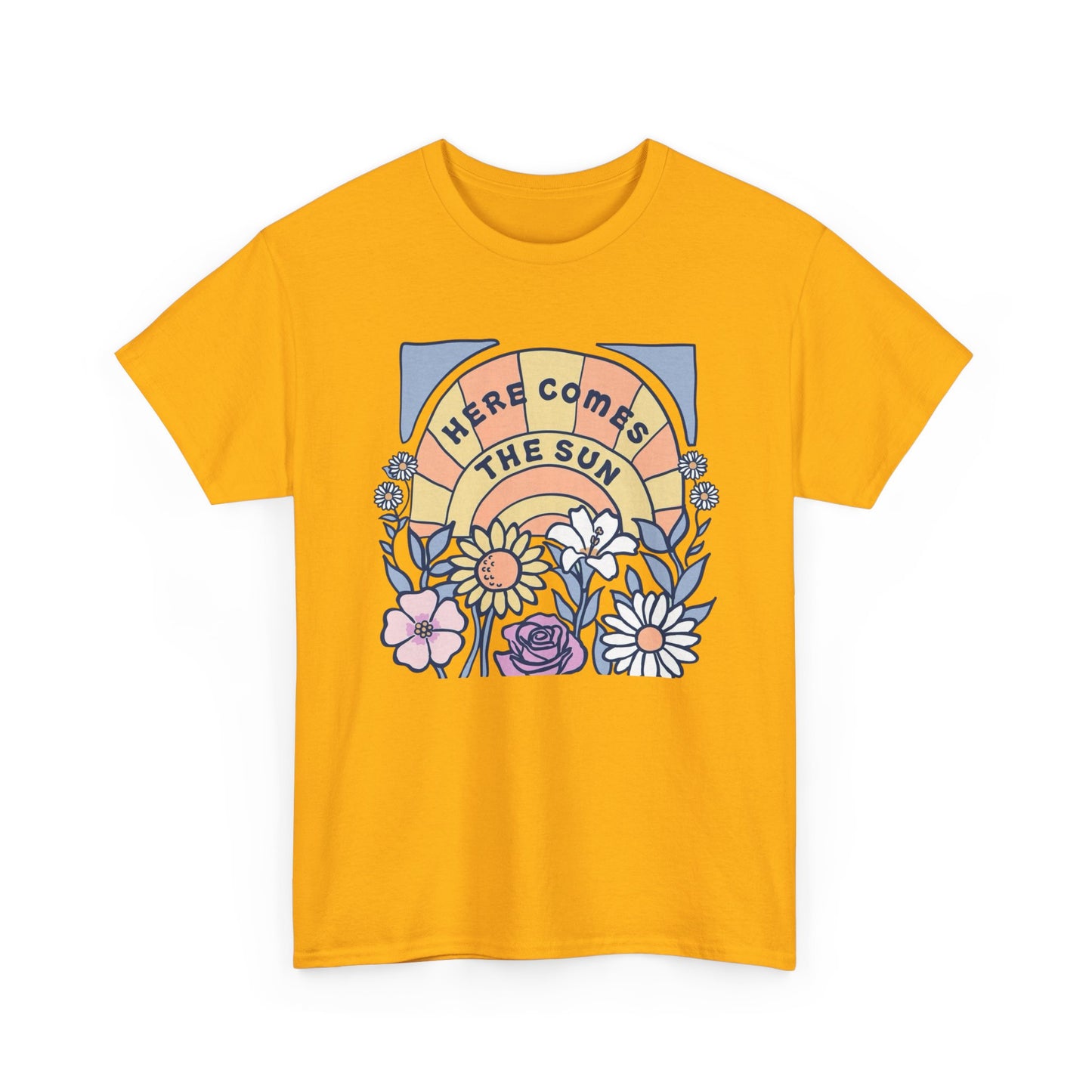 Here Comes The Sun Graphic T Shirt NEW Adult Unisex Heavy Cotton Tee