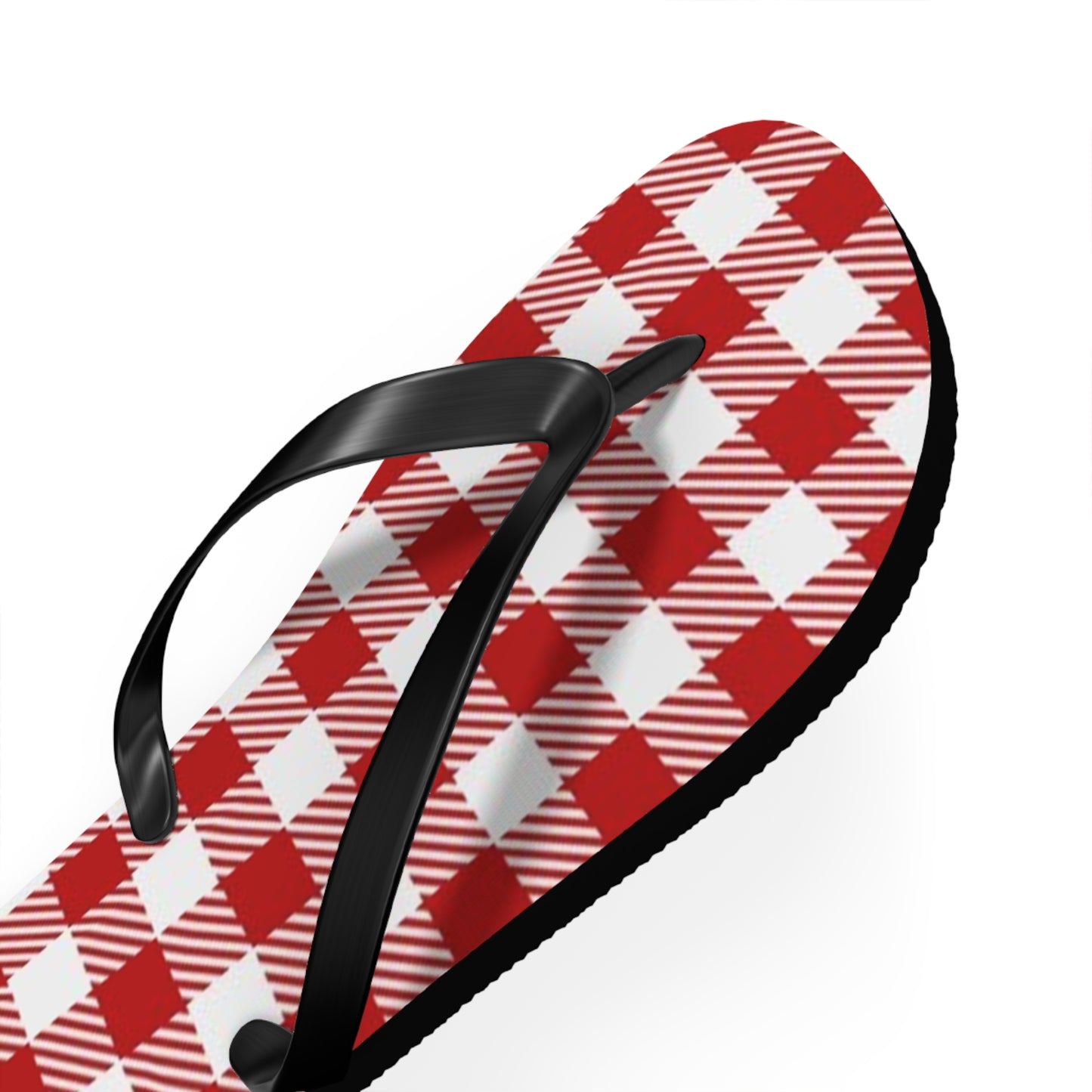 Red And White Checkered Sandals, Beach Shoes, Vacation Flip Flops, Pool Slides